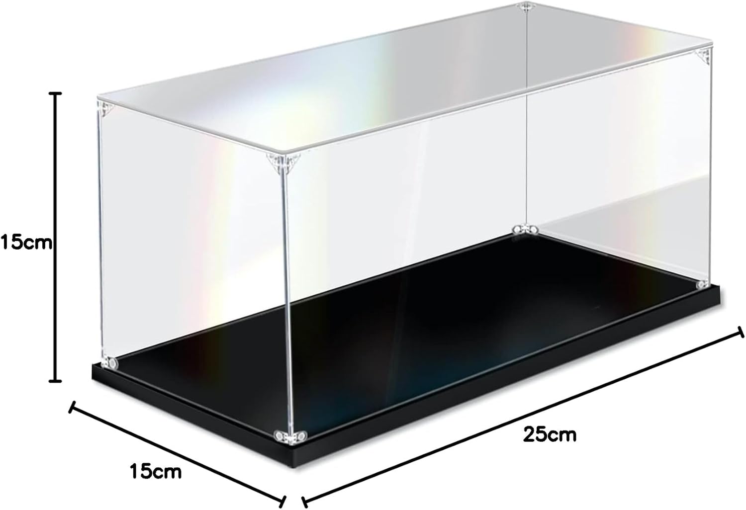 Thumbnail 6 de DOFOPO Klar Acryl Vitrine (25 × 15 × 15 cm) – selbstmontierbare, staubdichte Acryl-Box mit schwarzer Basis