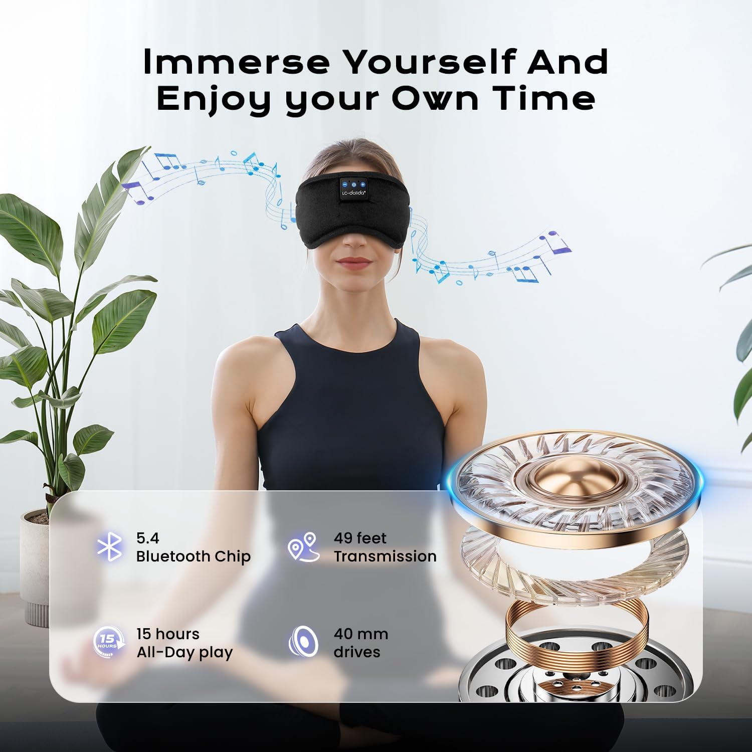 Thumbnail 3 de LC-dolida Sleep Mask with Bluetooth Headphones for Side Sleepers