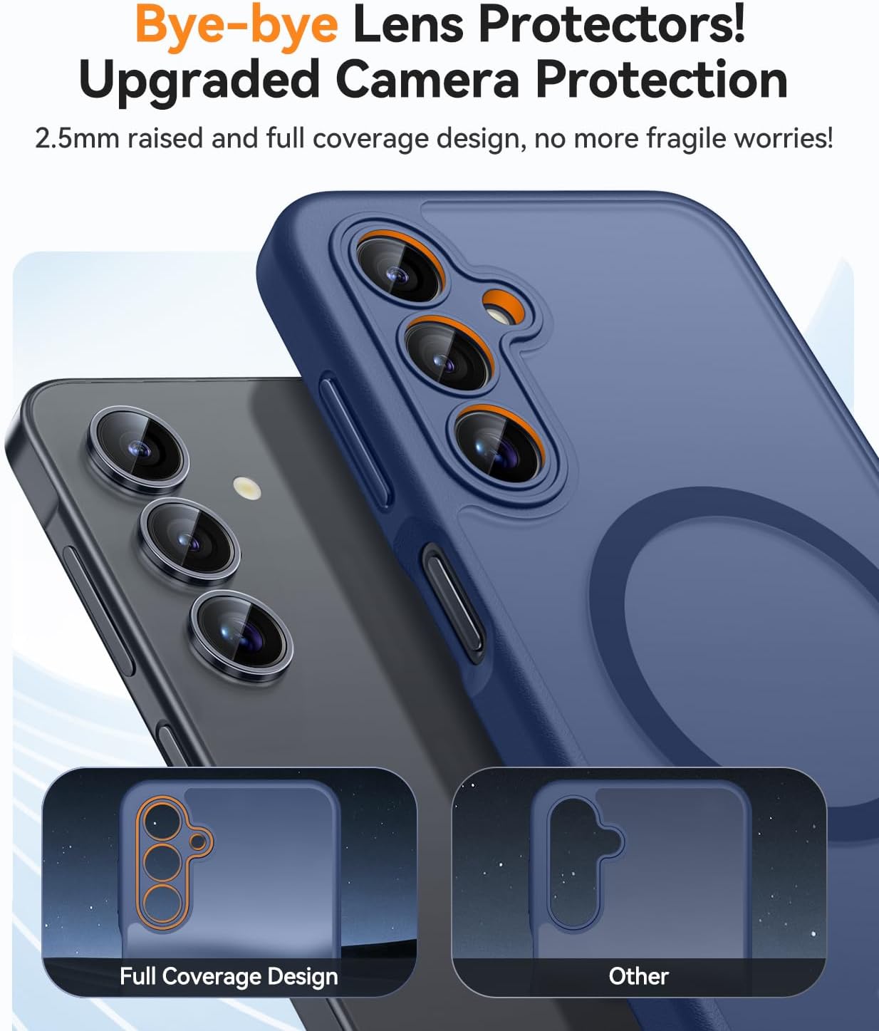 Thumbnail 2 de CANSHN coque magnétique pour Samsung Galaxy A16 (6,7 pouces) – protection photo, fond translucide mat bleu foncé