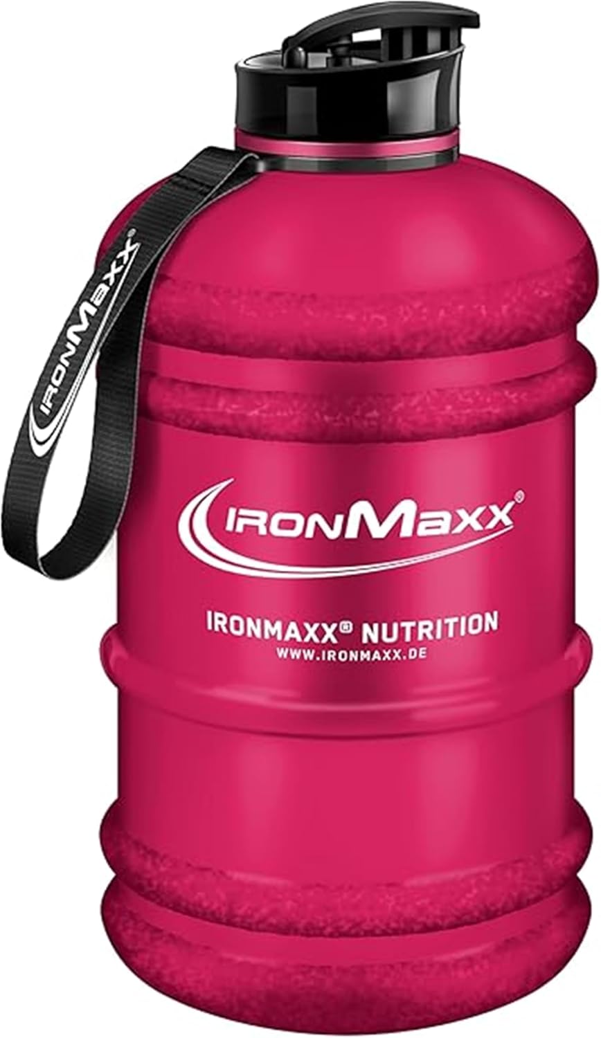 Detalle de IronMaxx Water Gallon Frosted Red 2200ml – BPA & DEHP frei, auslaufsicher, mit Messskala