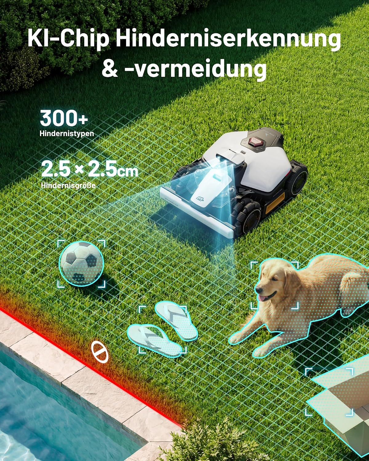 Detalle 2 de MAMMOTION LUBA Mini 2 AWD 1000 Mähroboter ohne Begrenzungskabel mit Tri-Kamera-AI & NetRTK