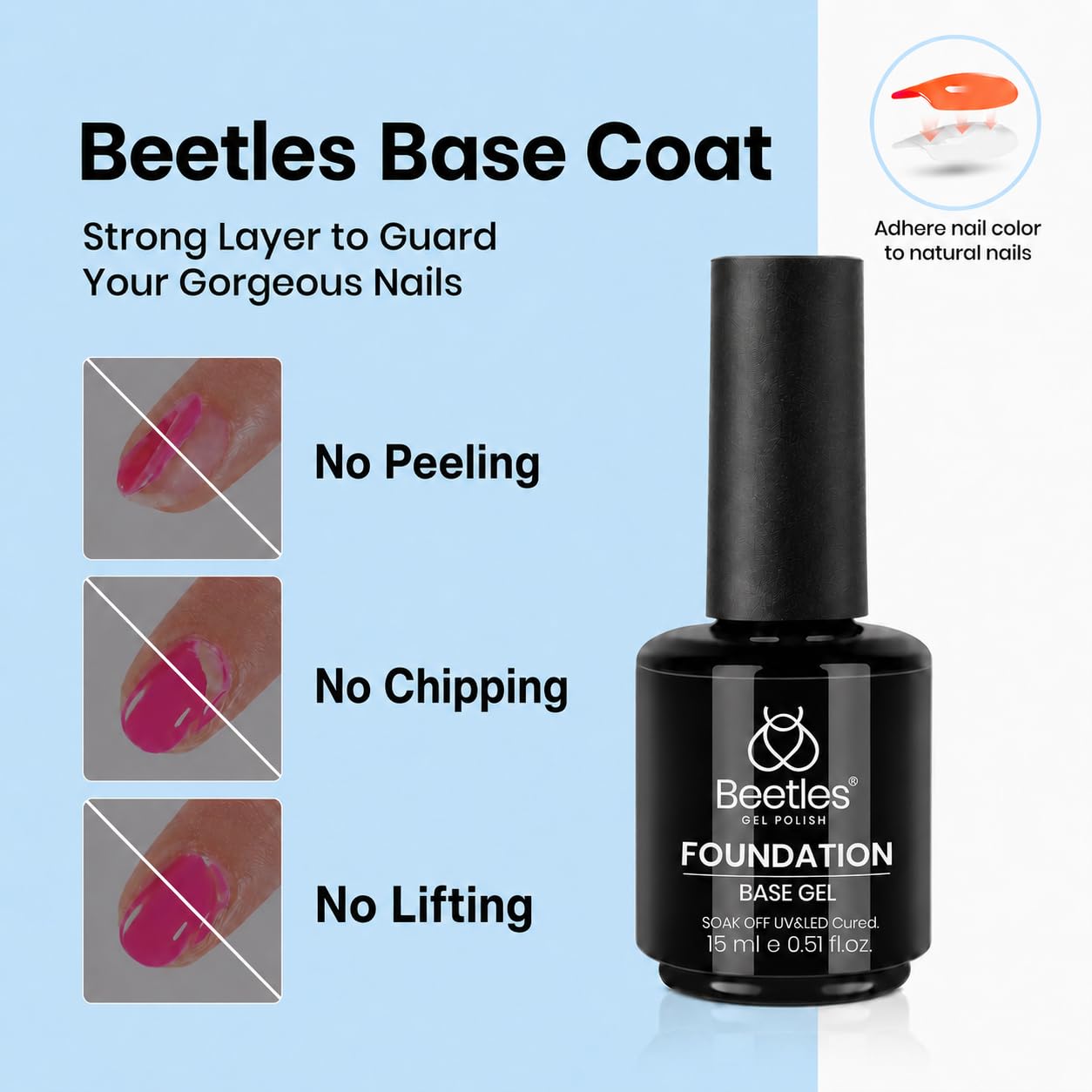 Thumbnail 3 de Beetles 3Pcs 15ml Builder Gel Set with No-Wipe Top Coat: Shine, Strength, and Smooth Extension in One Kit