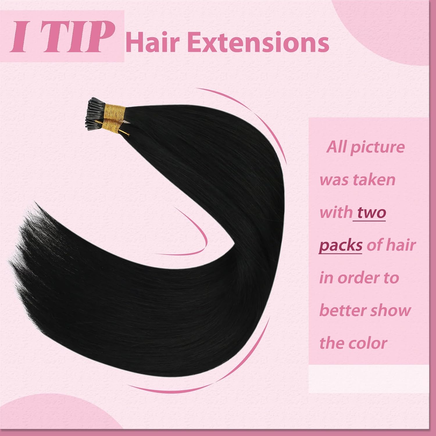 Detalle de YoungSee PR-COM-RT-X839562 I-Tip Human Hair Extensions, 20-Inch Jet Black