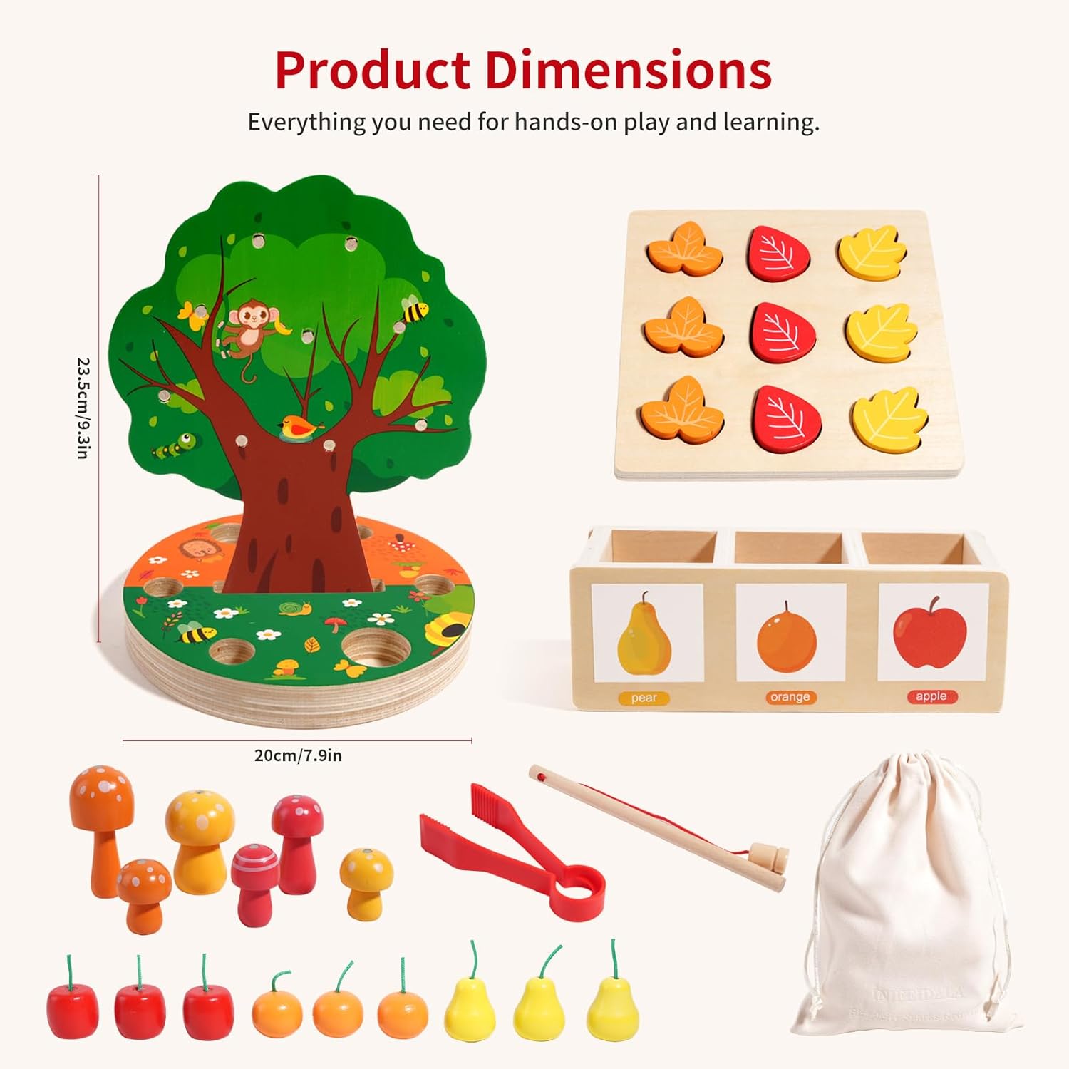 Thumbnail 6 de INIFEIDALA Montessori apple picking tree toy
