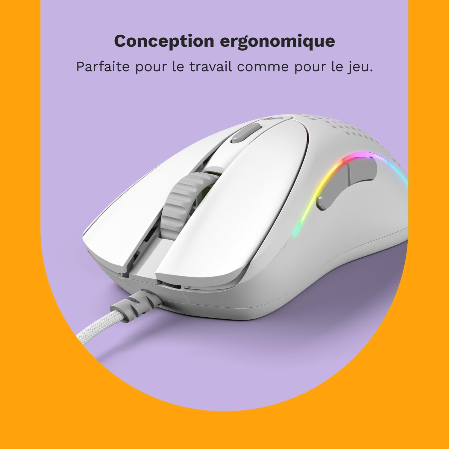 Thumbnail 2 de GLORIOUS Gaming Model D 2 filaire ergonomique 58 g, capteur optique 26K et 6 boutons programmables – Blanc