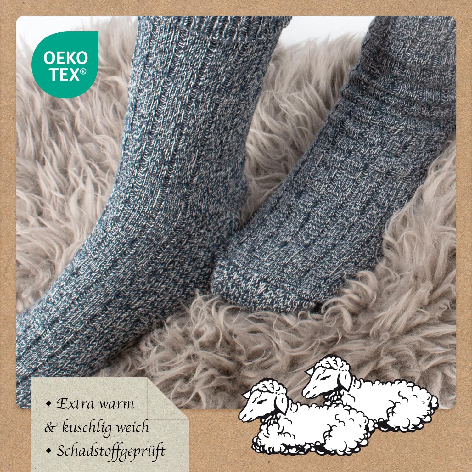 Thumbnail 3 de 6 Pairs Men's Wool Winter Socks with Terry-Cloth Soles and Wide Cuffs