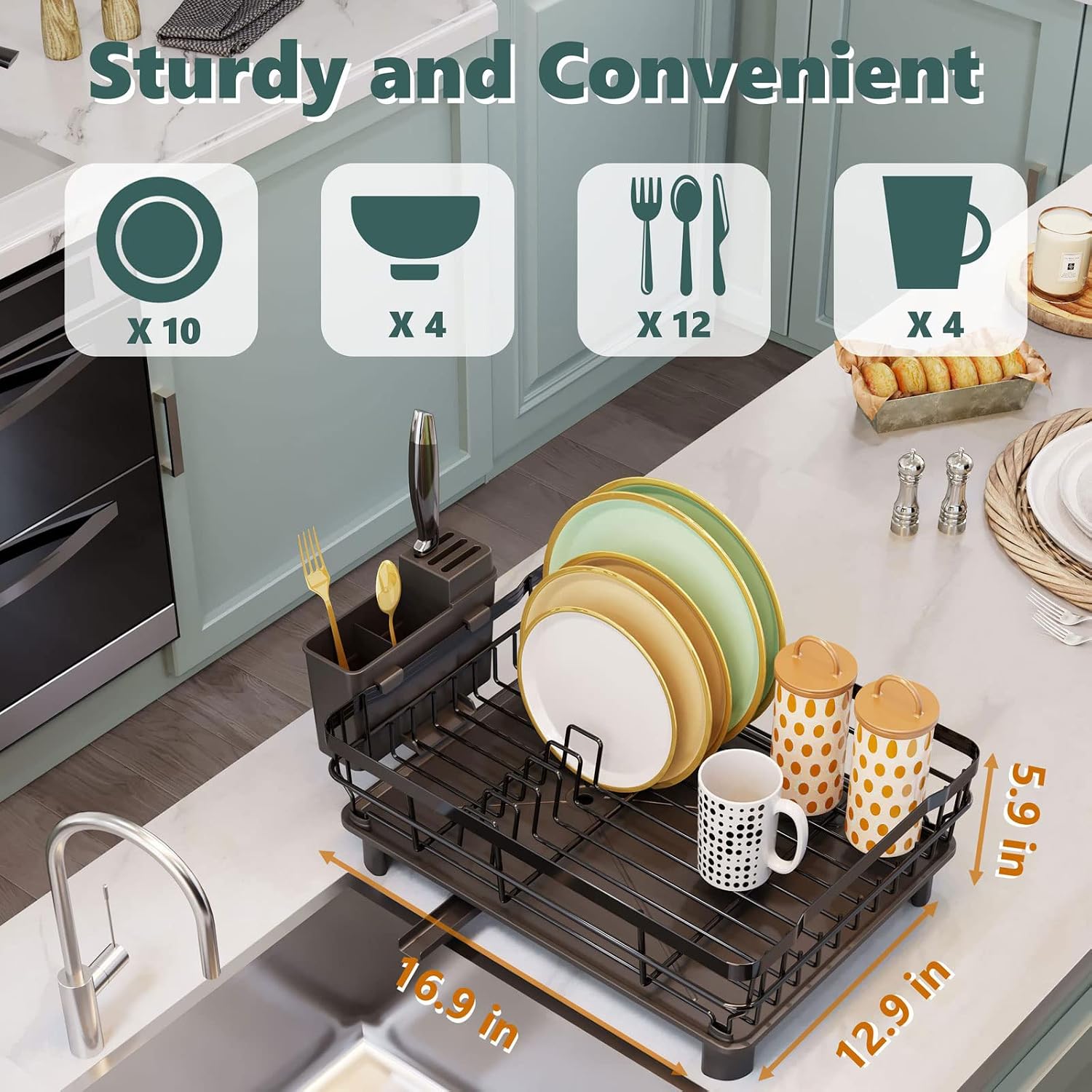 Thumbnail 6 de AIDERLY Dish Drying Rack, Large