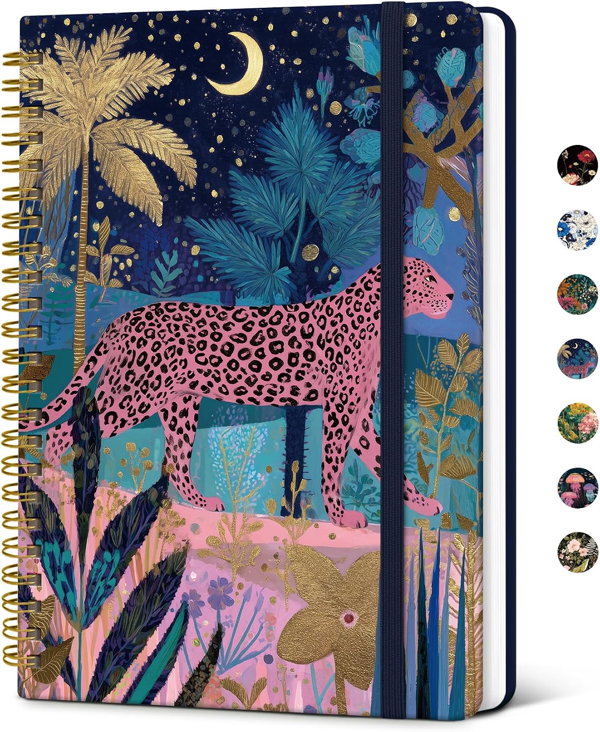 Detalle de Taja Midnight Jungle A5 Spiral Journal, Hardcover, College-Ruled, 140 Pages