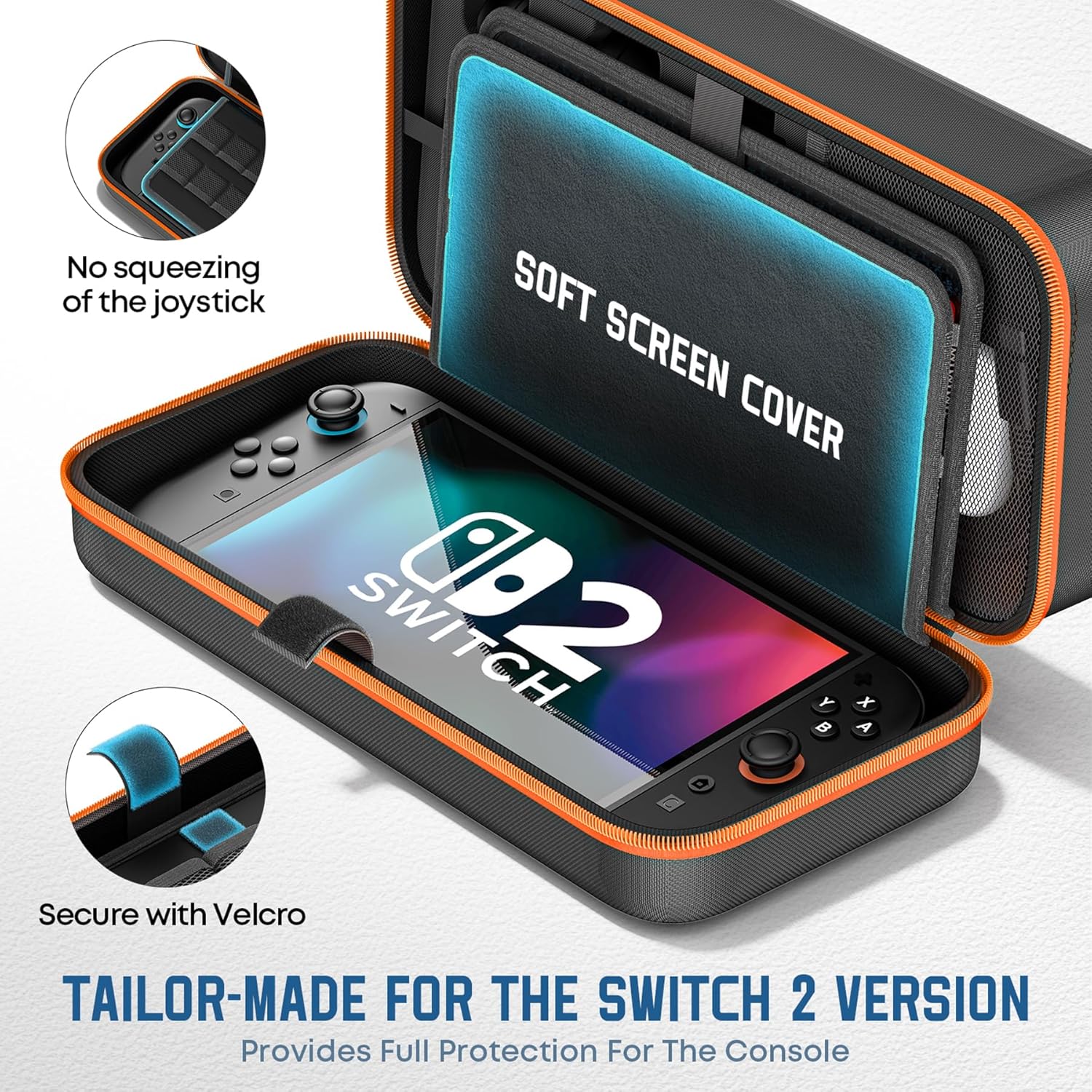 Thumbnail 2 de OIVO Switch 2 Tasche (Modell 2025) – harte Tragetasche mit Platz für Joy-Con, Netzteil & bis zu 24 Spiele, Orange