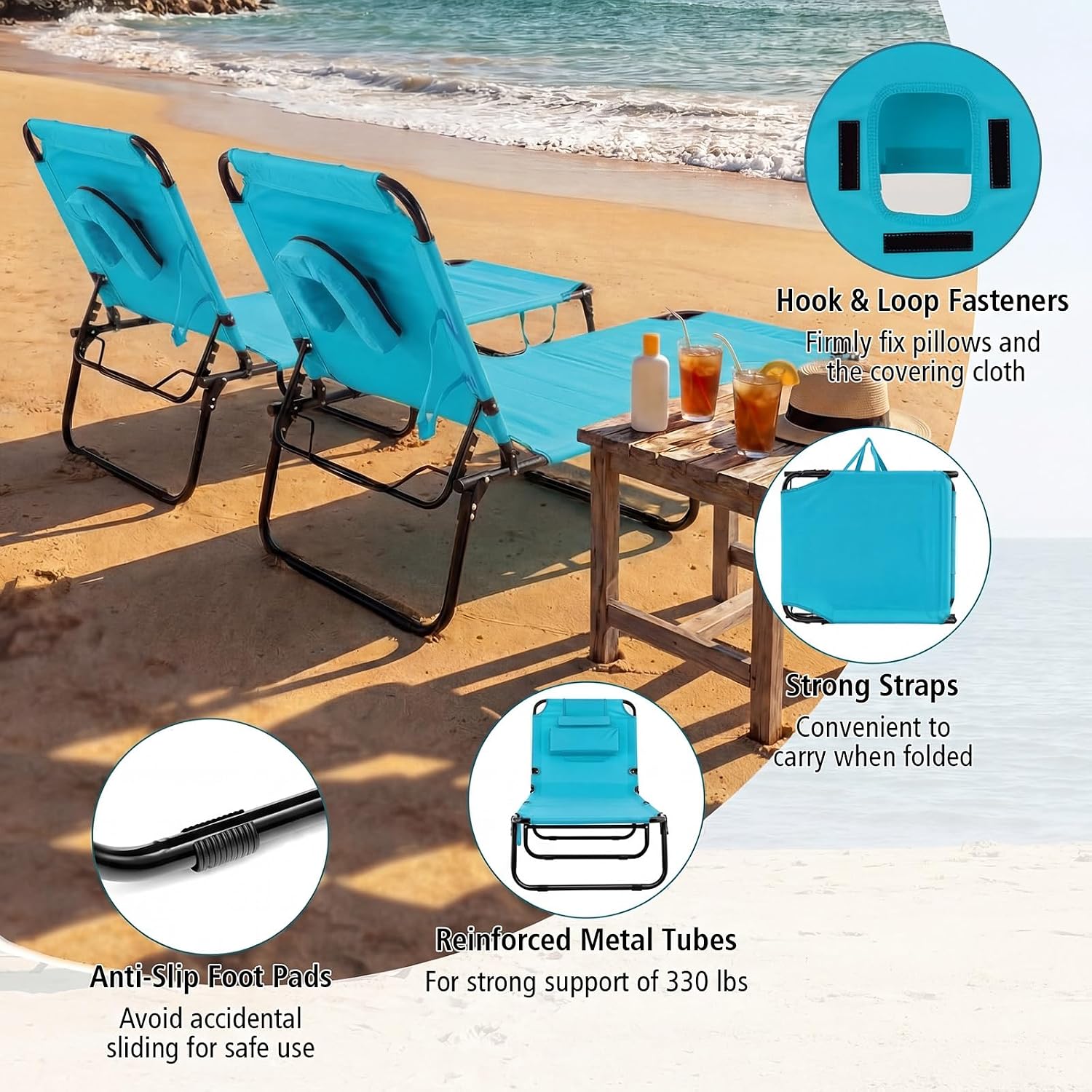 Thumbnail 6 de Gotoplay Folding Beach Lounger, Navy