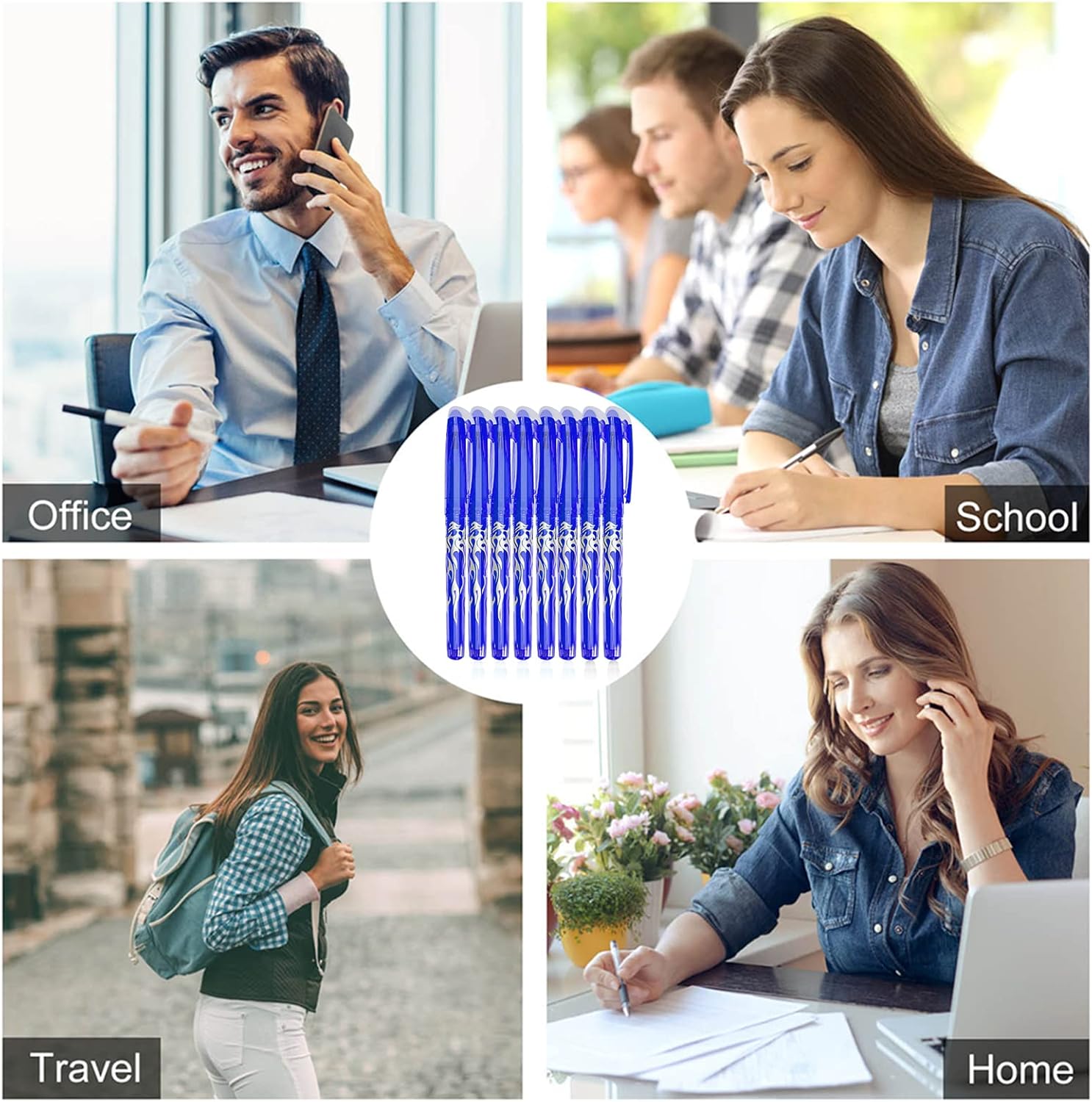 Thumbnail 6 de Radierbarer Kugelschreiber-Set mit Radiergummi, 8 blaue Stifte, 0,5 mm – Nachfüllmine mit Löschfunktion