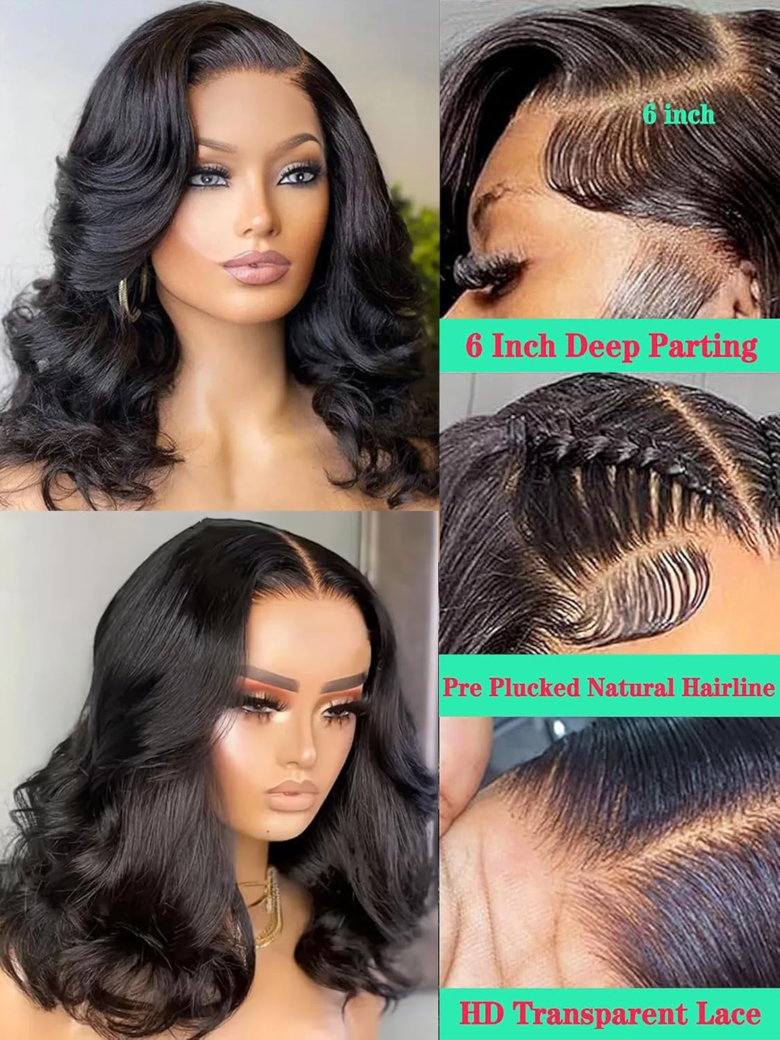Thumbnail 1 de Fongly 13x6 HD Lace Front Wig — 16" Body Wave, 200% Density with Baby Hair
