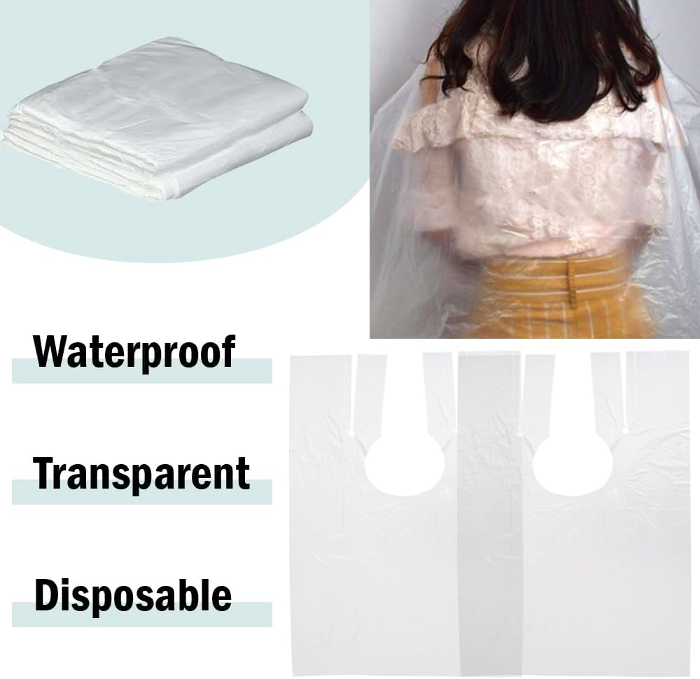 Detalle de Bhogmeg 100 Pcs Disposable Hair Capes 60 x 90cm – Waterproof Plastic Hairdressing Shawls