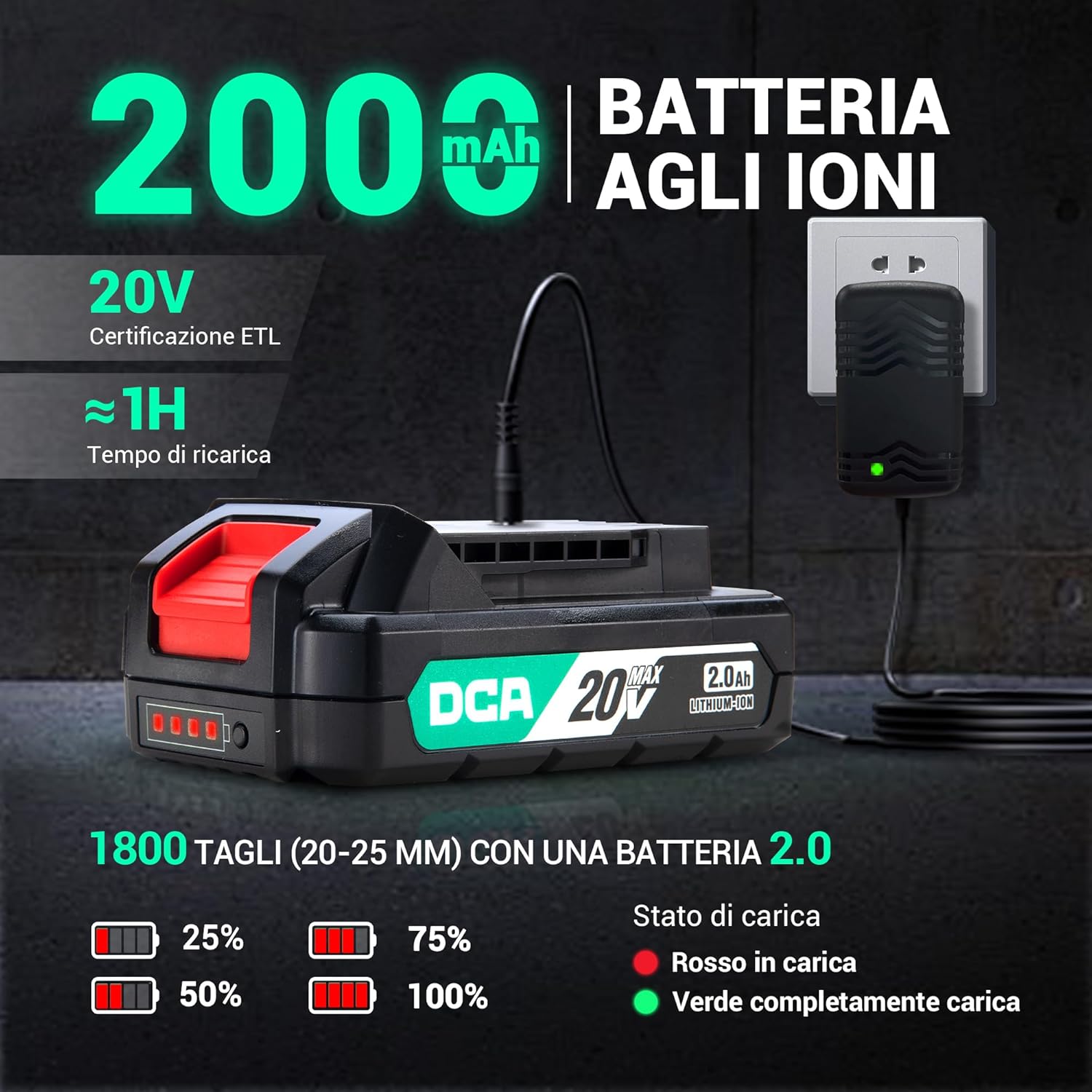 Thumbnail 6 de DCA Forbici portatili a batteria 20V brushless per potatura fino a 35 mm con lama SK5