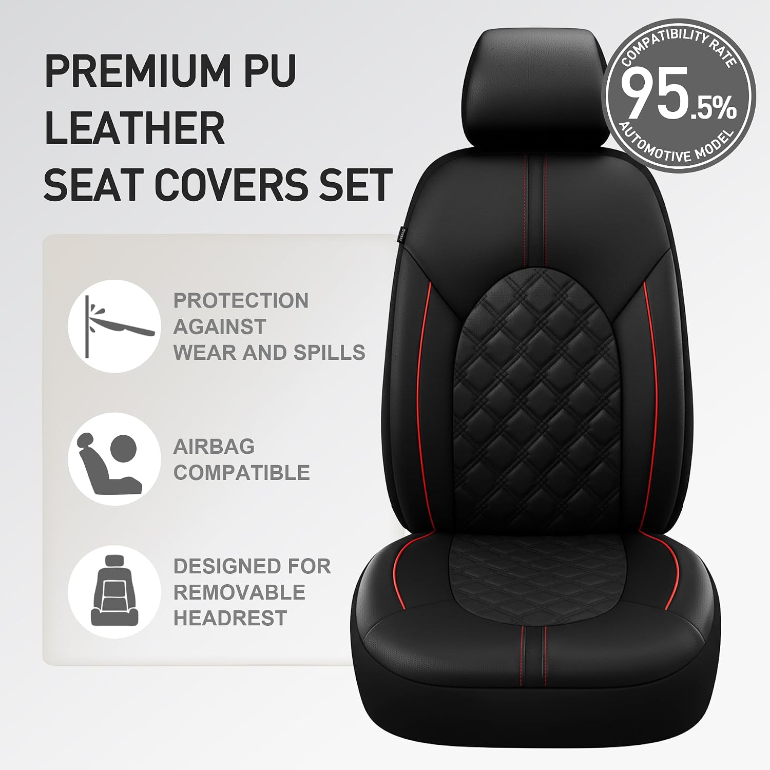 Thumbnail 4 de CAROMOP Luxury PU Leather Seat Covers 25min