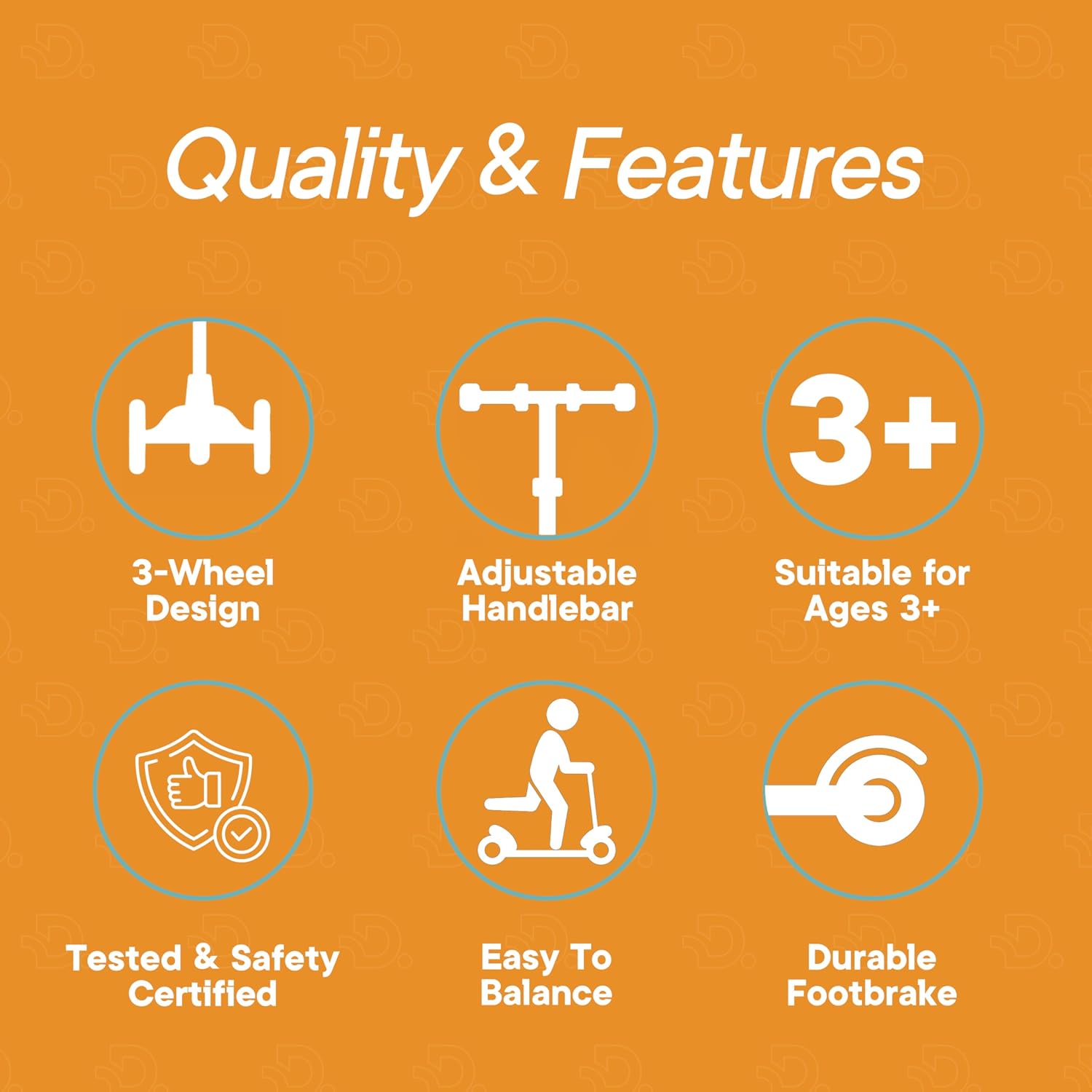 Thumbnail 4 de Aqua Orange 3 Wheel Scooter with Seat for Kids 🛴