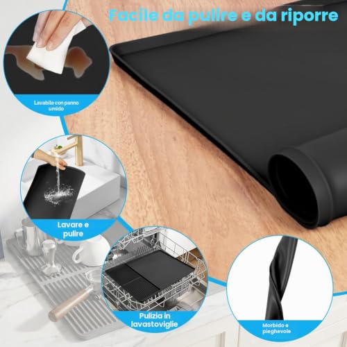 Detalle de Adiwo 60 x 40 cm: Tappetino 2 in 1 per Macchina Caffè in silicone, assorbente e ad asciugatura rapida