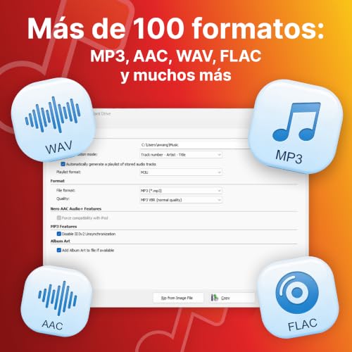 Detalle de Nero CD Ripper Software: digitaliza CDs y convierte a MP3, FLAC, AAC, WAV con reconocimiento Gracenote
