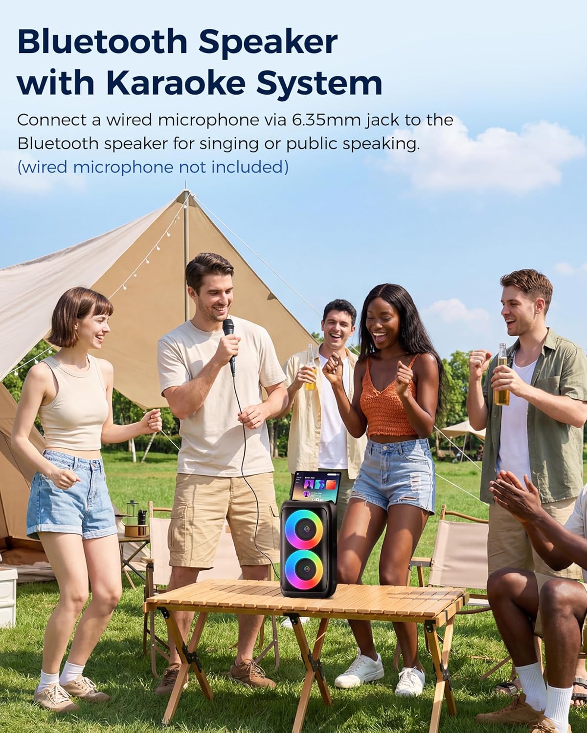 Thumbnail 6 de PWBSLAI Bluetooth Speaker: Portable Party Speaker with Colorful Lights, 360° Sound & TWS Ready