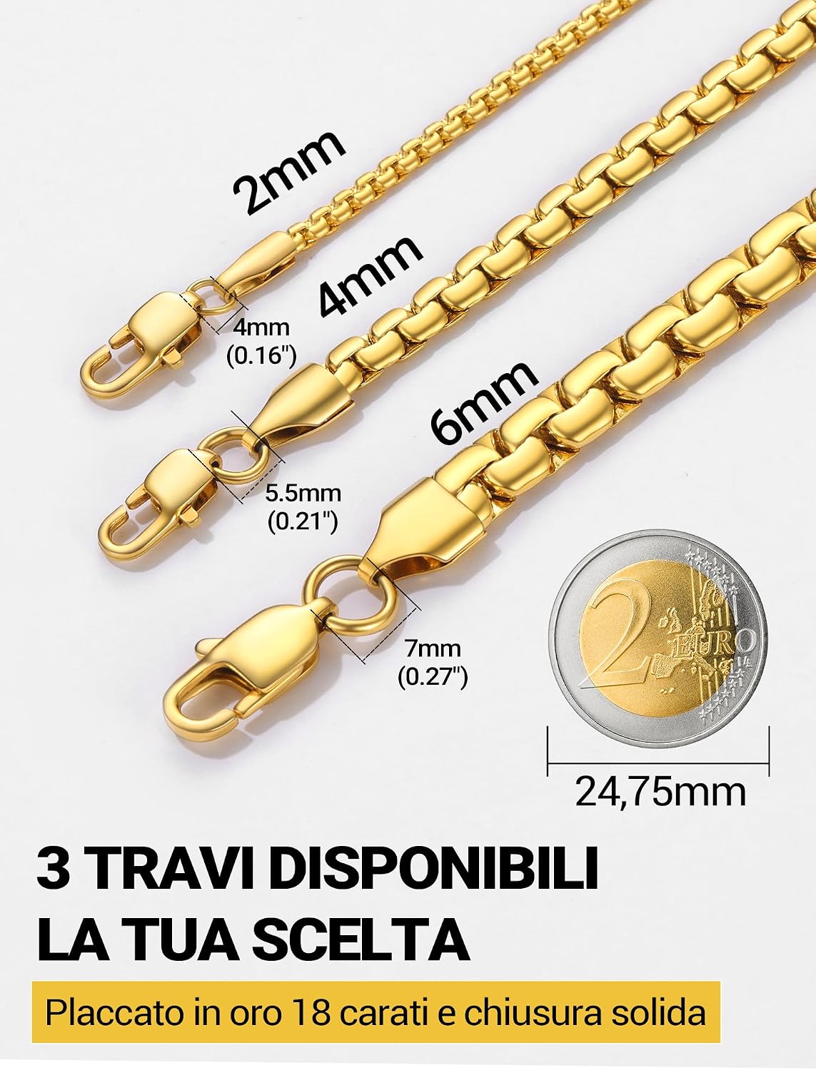 Thumbnail 3 de PROSTEEL Collana Catena Scatola 4–6 mm