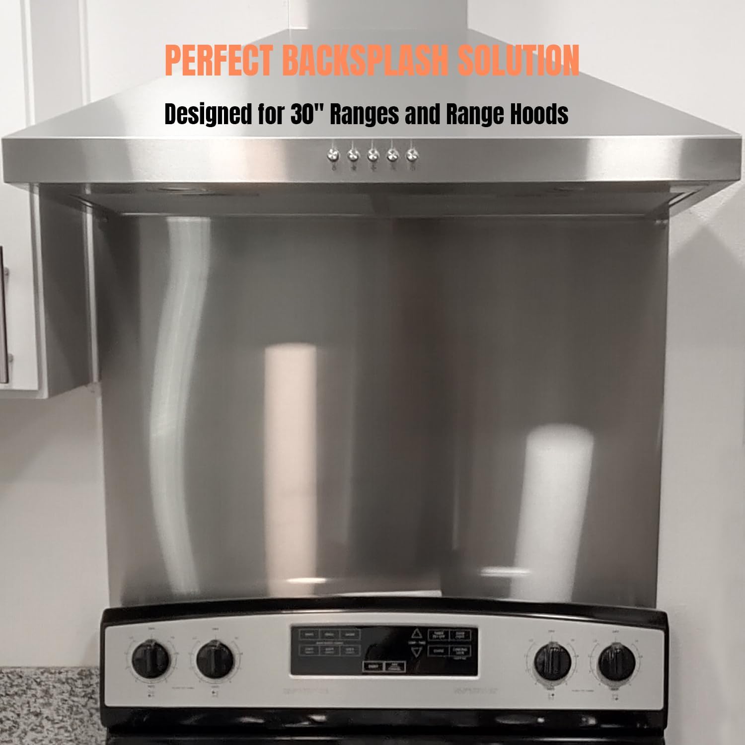 Thumbnail 3 de 2-Pack 24x30 Stainless Steel Stove Backsplash: Reversible Ultra Flat Splatter Guard & Easy Clean Wall Shield