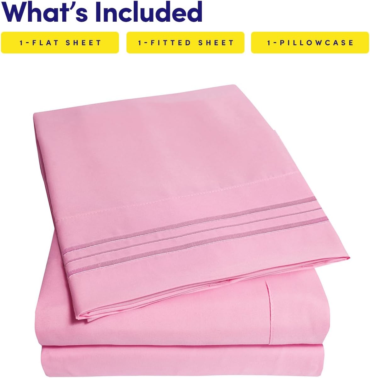Thumbnail 2 de 1500 Supreme Collection Twin XL Pink Sheet Set (3 Piece) with Stay-In-Place Fit and Deep Pockets