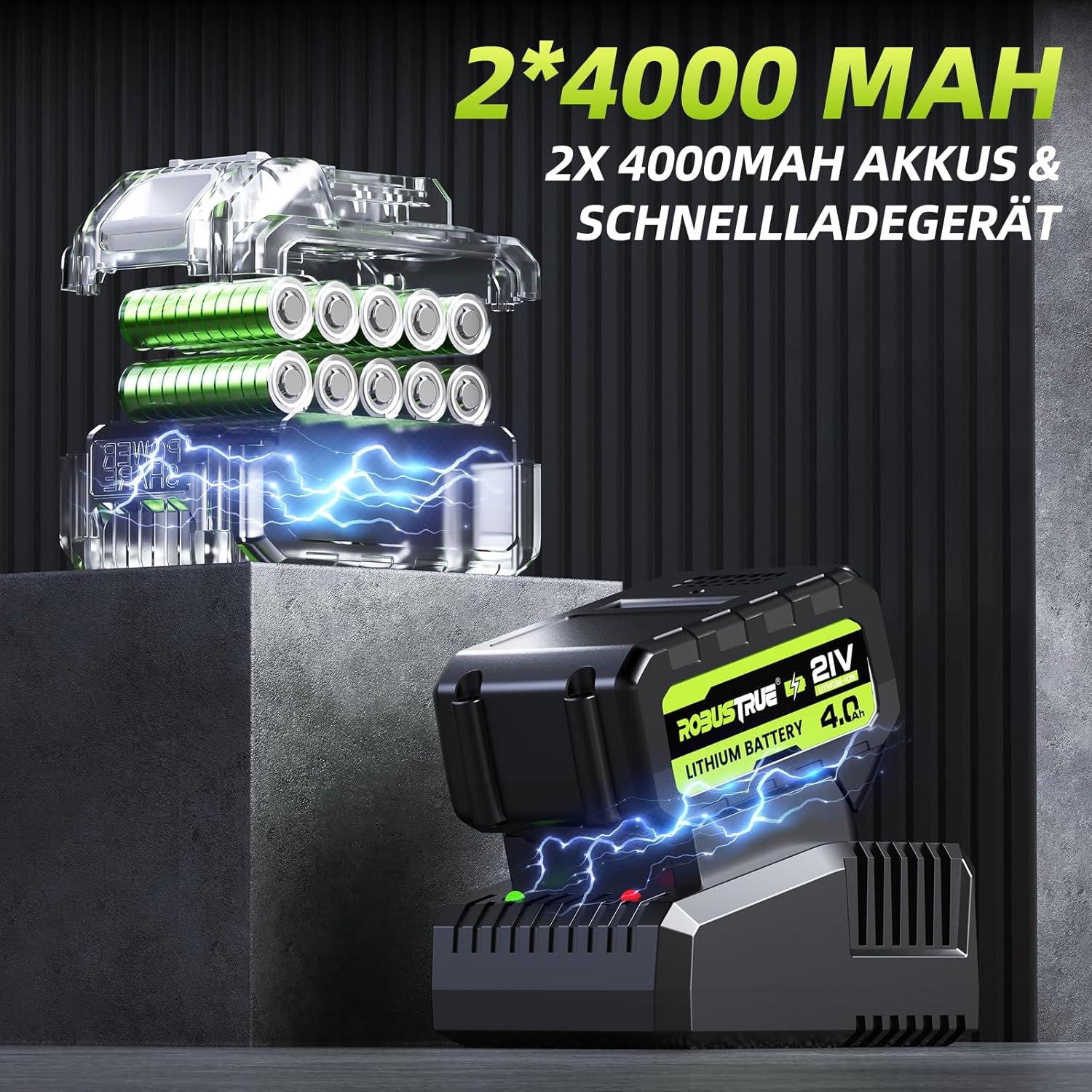 Thumbnail 2 de Robustrue 1100 N.m Clé à Chocs Sans Fil Brushless 1/2'' — kit 21V 4.0Ah, 4 douilles et accessoire