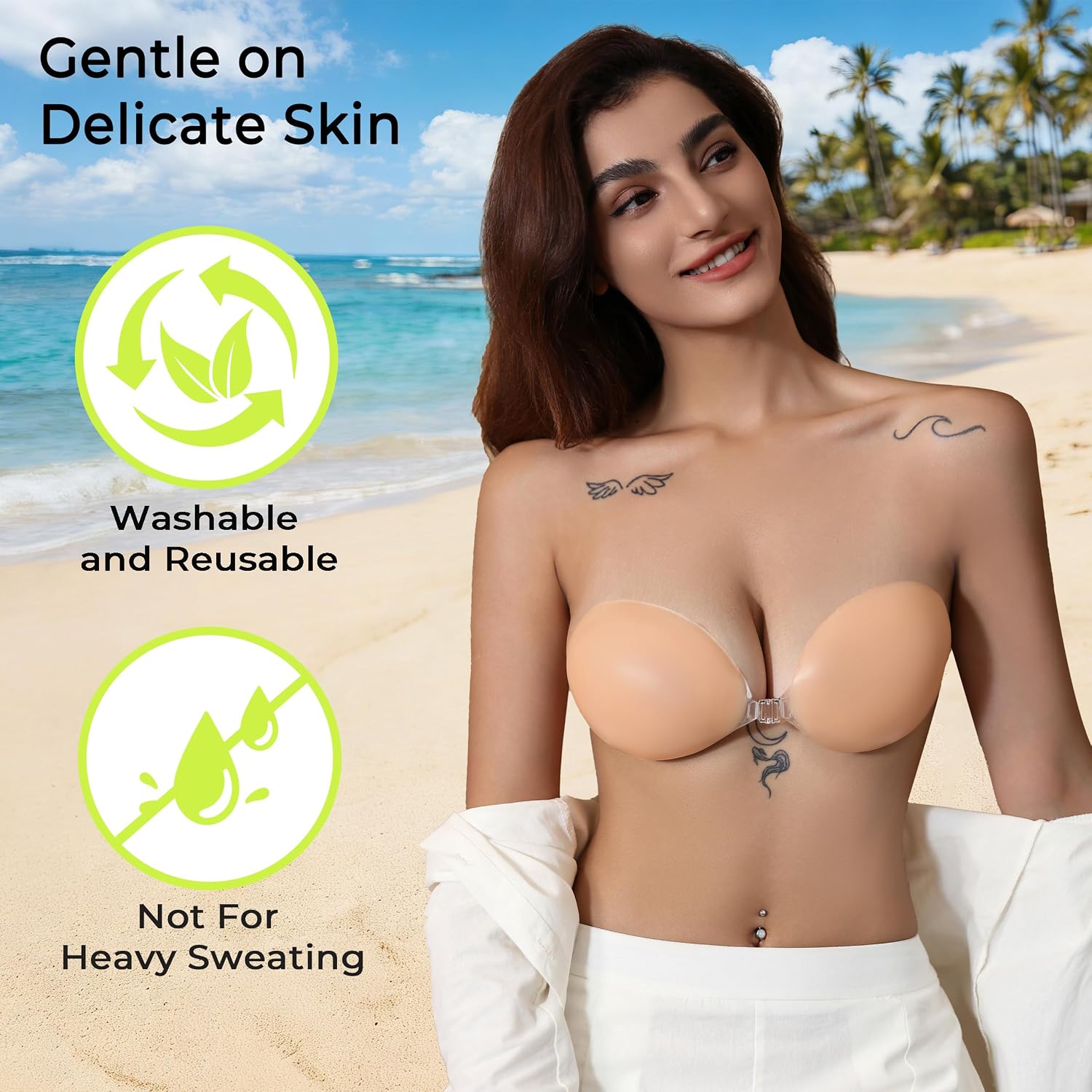 Detalle 2 de NuBrava Adhesive Silicone Bra, Strapless Push-Up for Backless Dresses