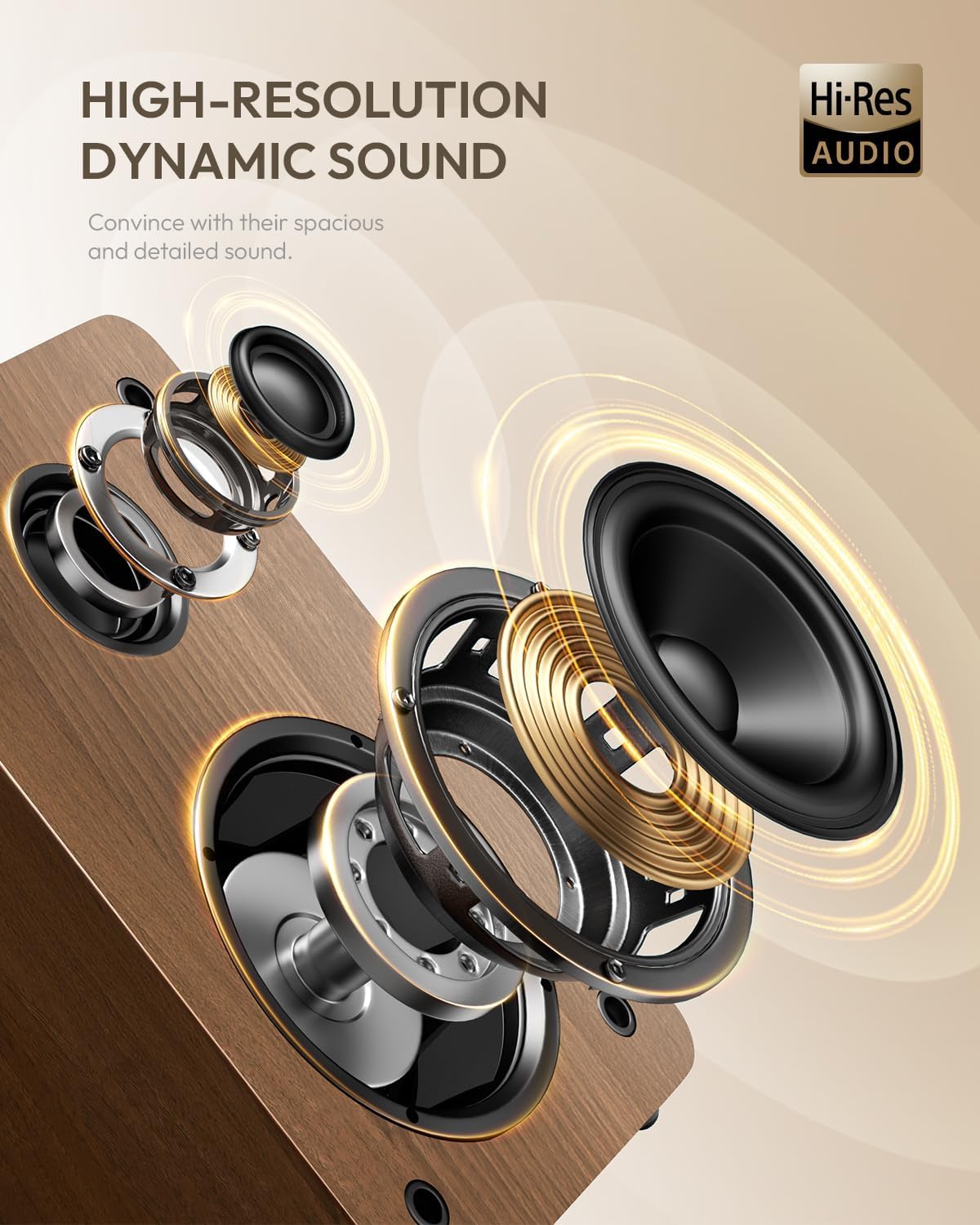 Detalle de QLEARSOUL SoulBox S1 Vinyl Record Player with Stereo Speakers (Walnut)