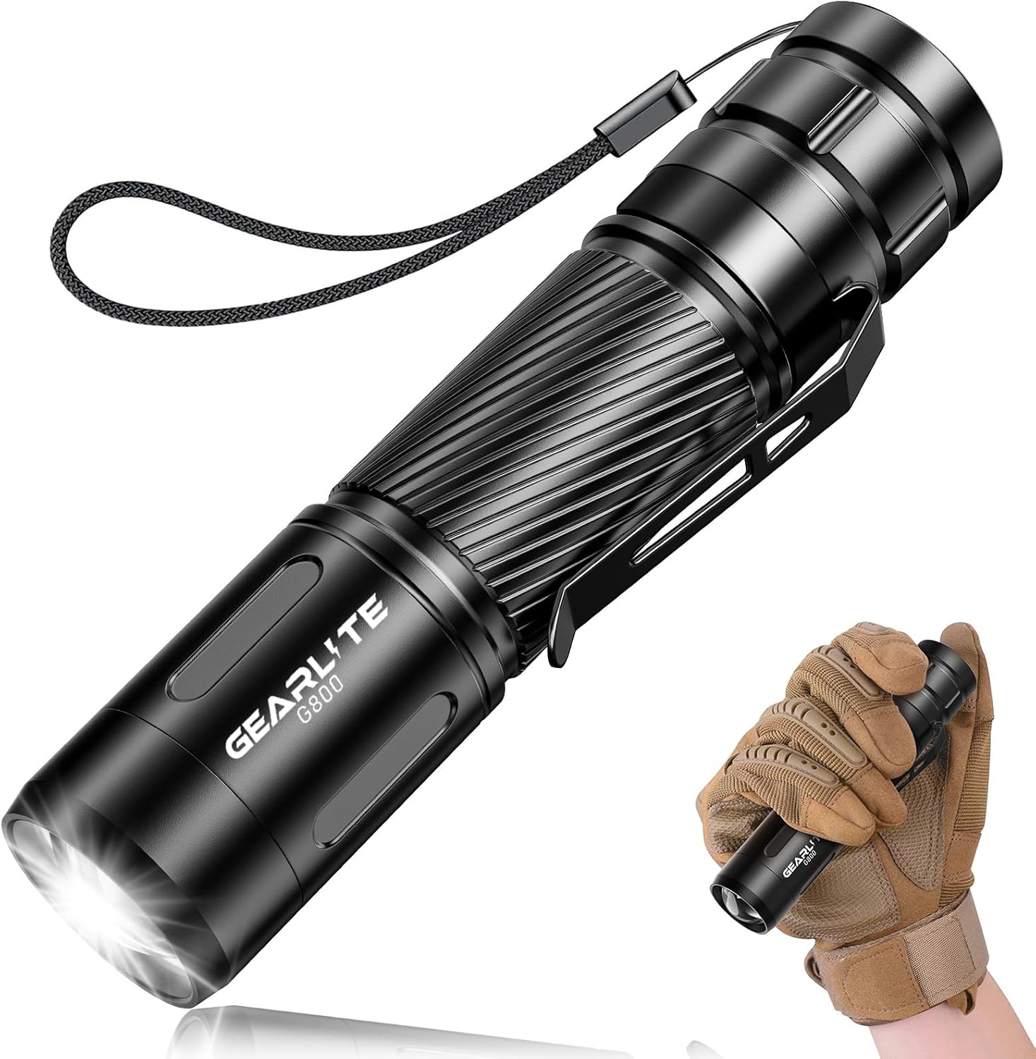 Detalle de GEARLITE G800 LED-Taschenlampe (aufladbar) mit Zoom, 3 Modi und IP65