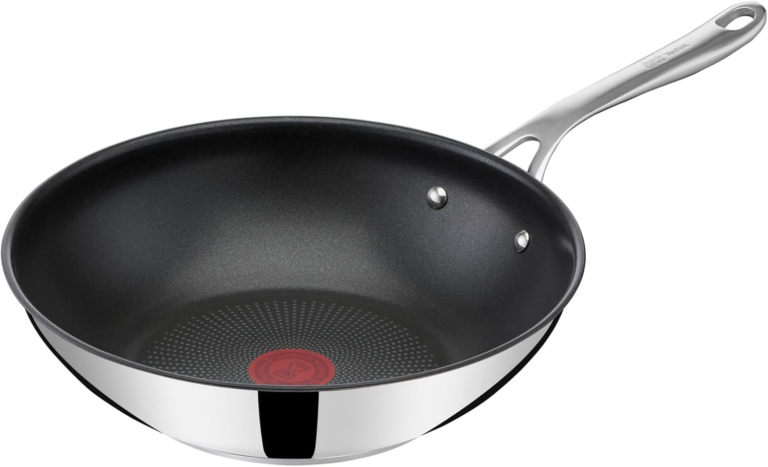 Detalle de Tefal Jamie Oliver Cook's Direct On Wokpfanne 28 cm – Titan-Antihaft, Thermo-Signal, Induktion