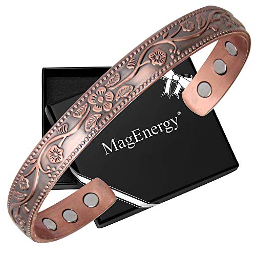 Detalle de MagEnergy 99.99% Pure Copper Magnetic Bracelet for Women, Adjustable Cuff