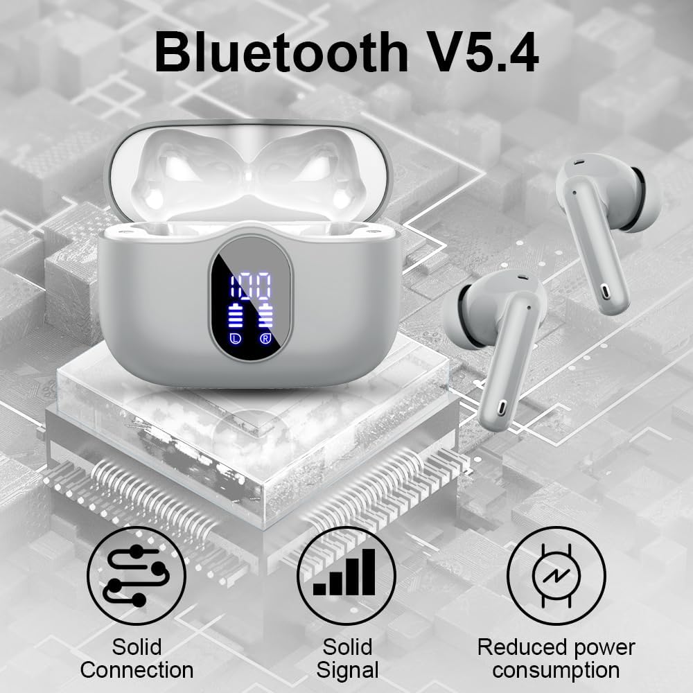 Detalle 2 de Btootos Wireless Earbuds with Bluetooth 5.3, IP7 Waterproof, 36H Playtime, LED Display