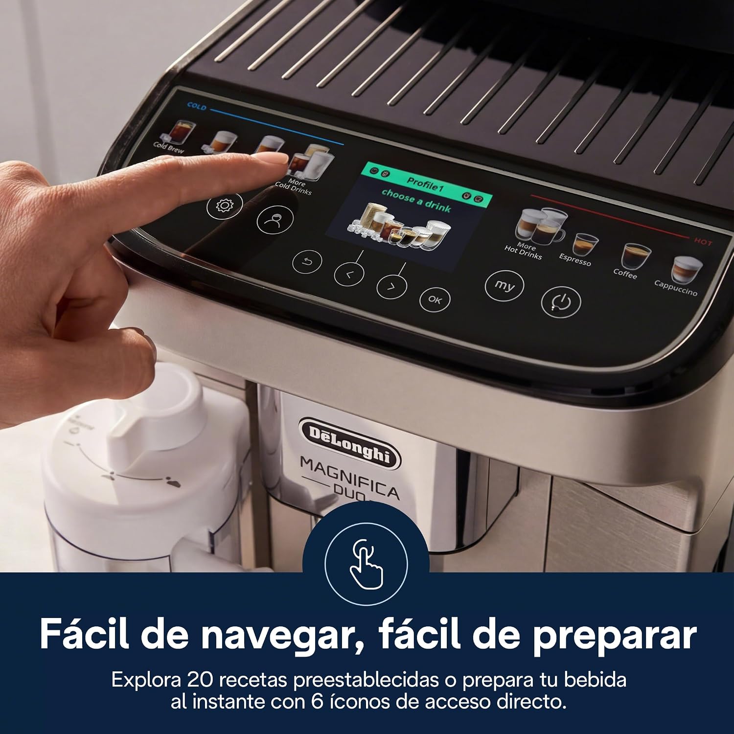 Thumbnail 6 de De'Longhi Magnifica Duo Automatic Espresso Machine, 20 Recipes, Built-In Grinder