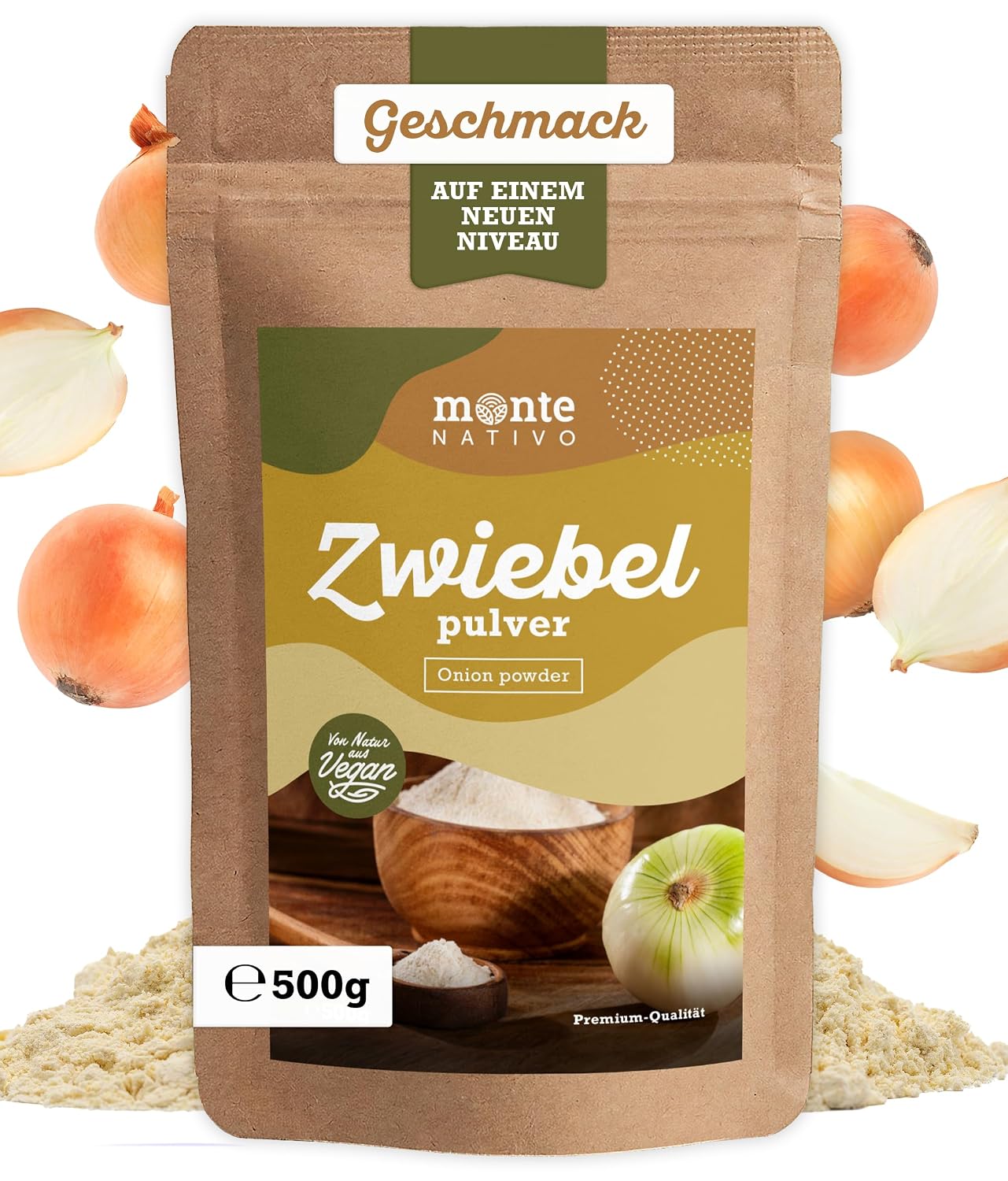 Detalle de Monte Nativo Zwiebelpulver gemahlen (500 g) – 100% rein, schonend getrocknet