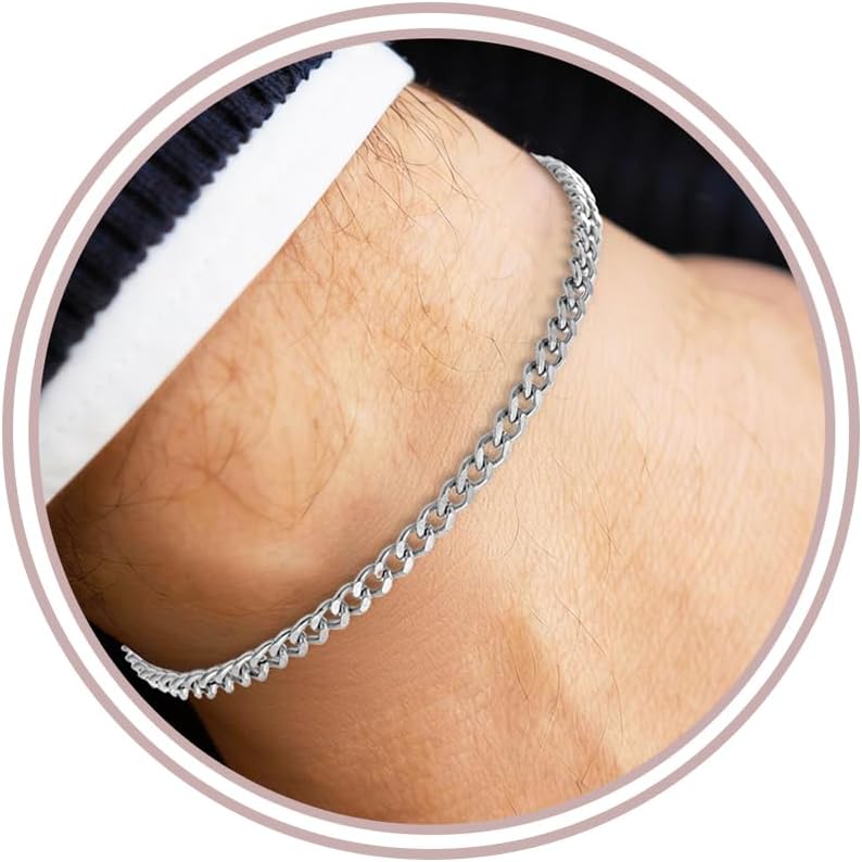 Detalle de Esmoly Bracciale uomo in acciaio 316L – Catena Cubana, 19/21/23 cm