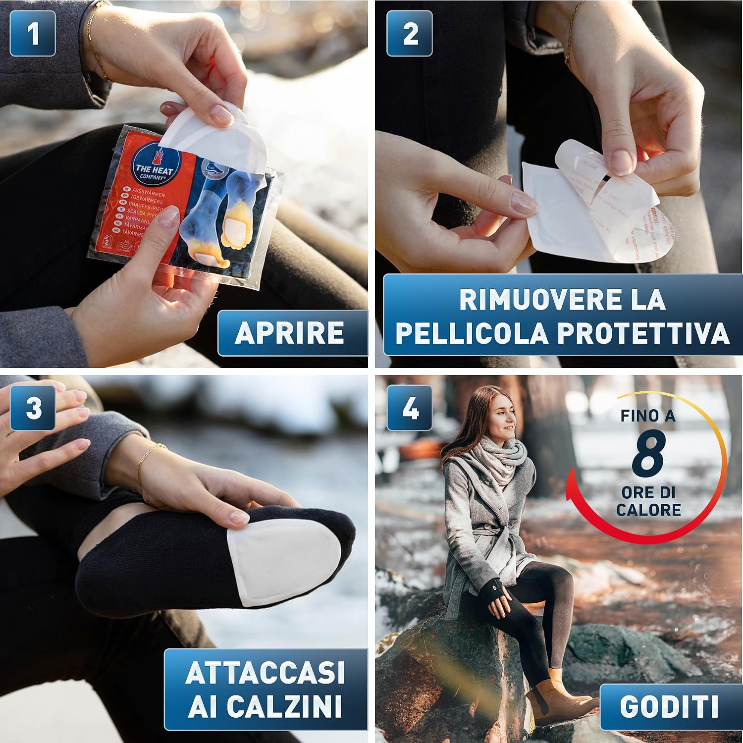 Detalle de THE HEAT COMPANY Scaldapiedi – Extra Caldo, adesivo, 5/15/40 paia, puro naturale