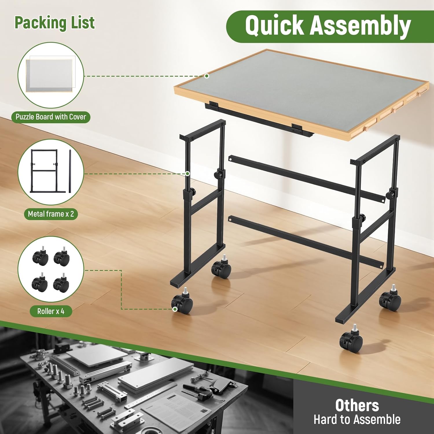Thumbnail 6 de Tranqio 1500-Piece Puzzle Table with Metal Lazy Susan and Adjustable Height