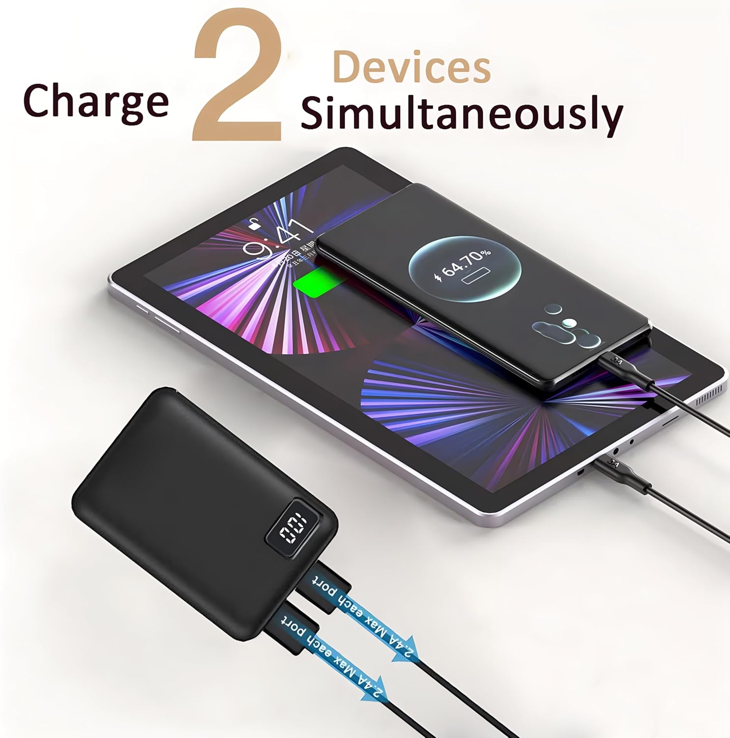Detalle de Light Power Bank 10000mAh — Ultra-Compact Dual-Output Charger