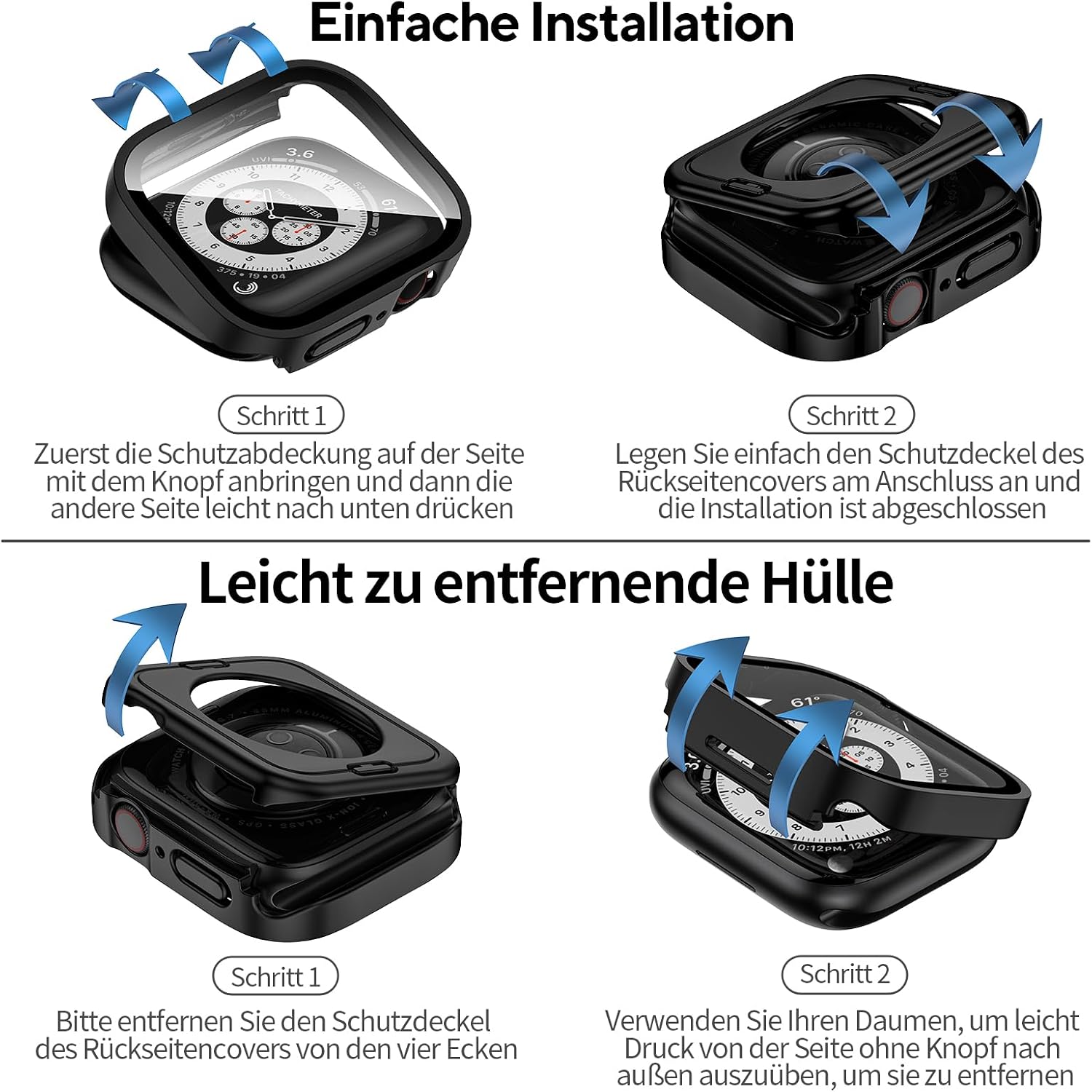 Thumbnail 3 de Kawoco 2-in-1 wasserdichte Hülle mit gehärteter Glas-Schutzfolie für Apple Watch Series 10 (42 mm) – blau