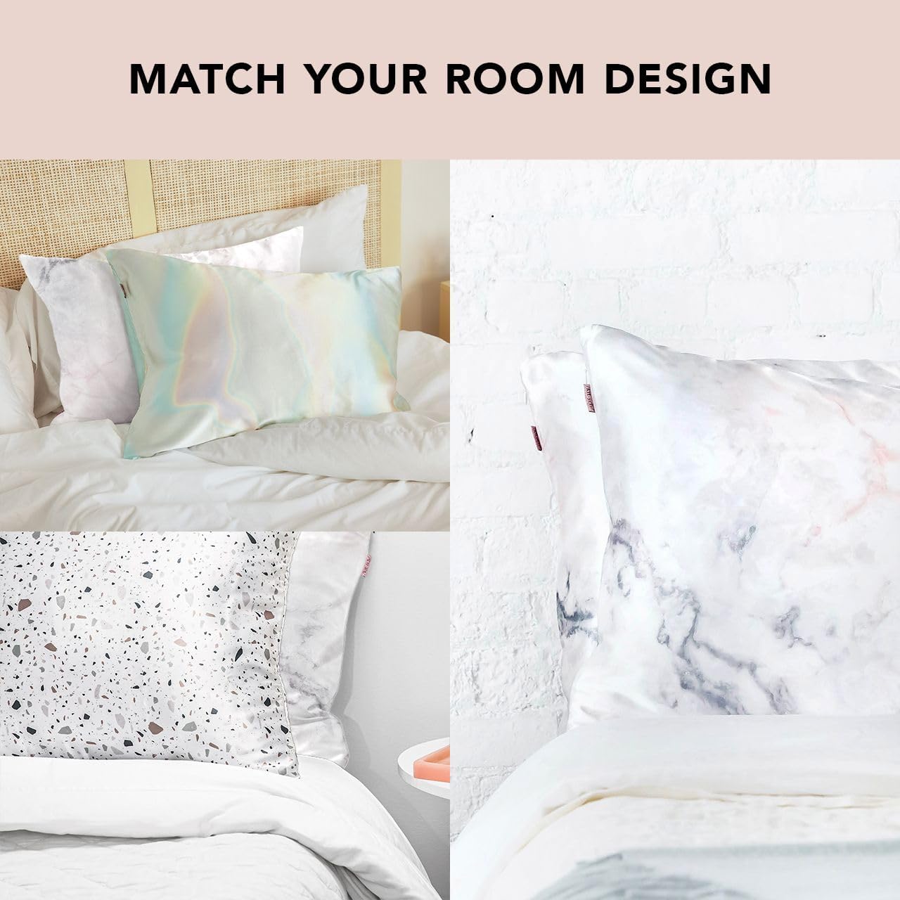 Thumbnail 4 de Kitsch Satin Pillowcase with Zipper for Hair & Skin - Marble (48x66 cm)