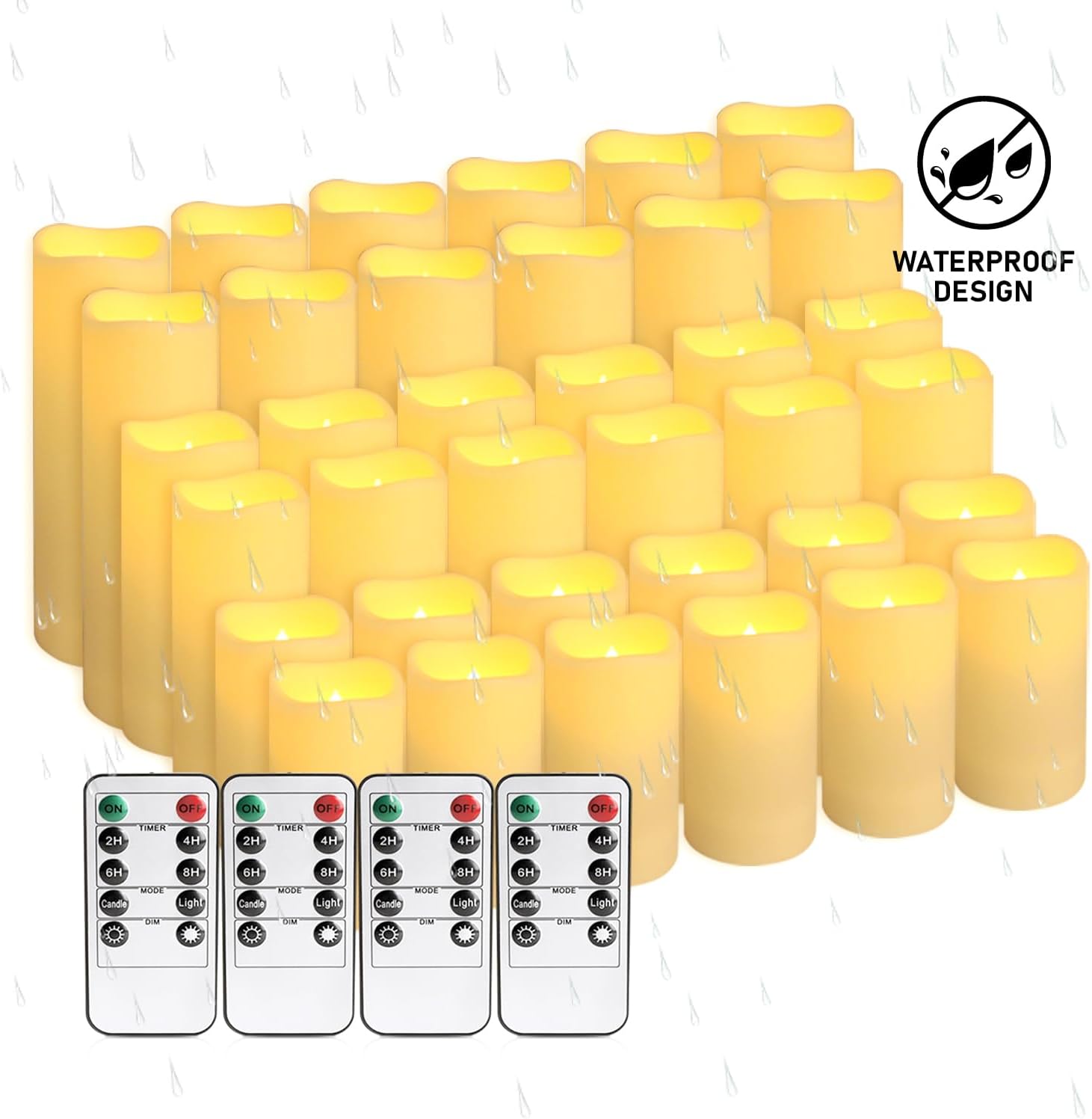 Detalle 2 de TLNFHRPI RTY1023 Flameless LED Candles, 36 Pack, Waterproof, 3 Sizes