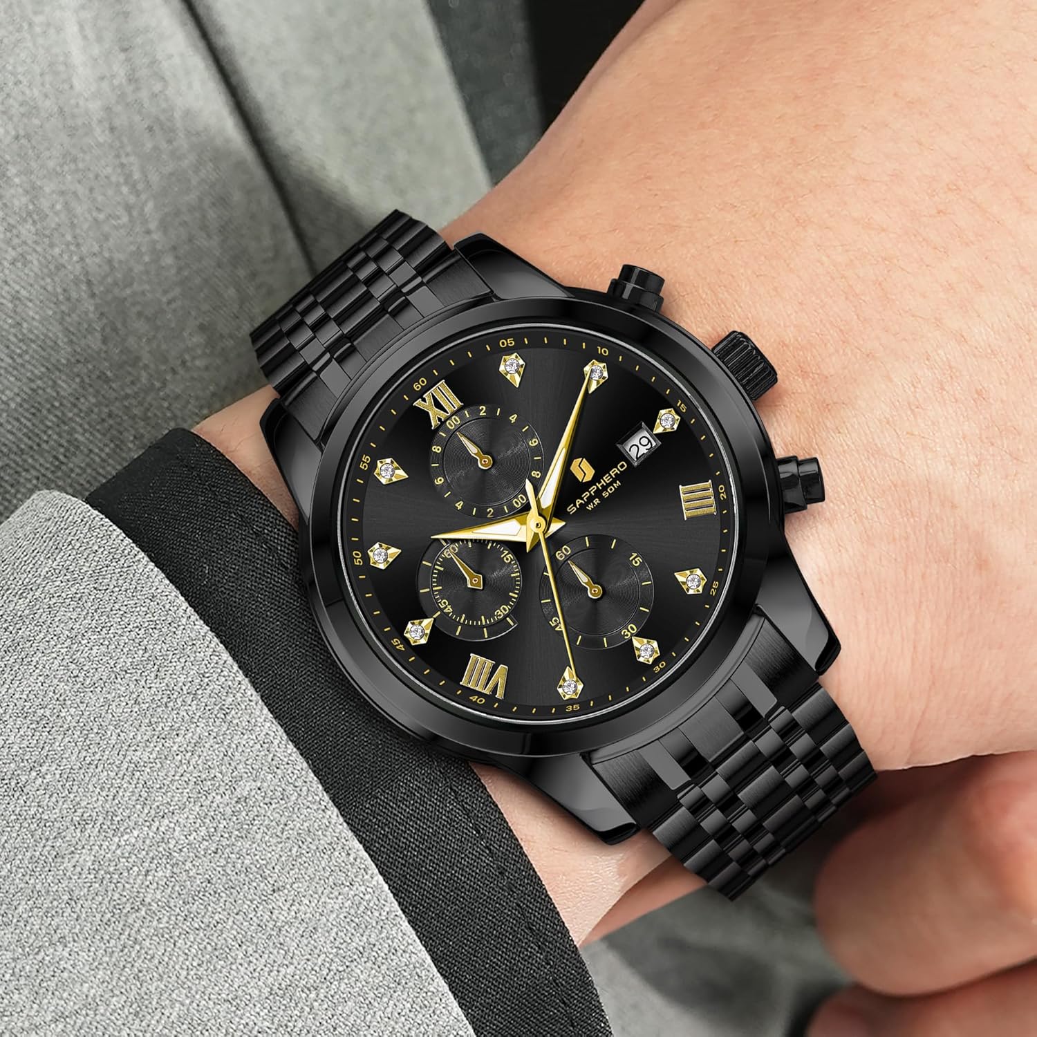 Detalle 2 de Orologio da uomo SAPPHERO in silicone: impermeabile 30m, movimento al quarzo giapponese, stile sport-casual