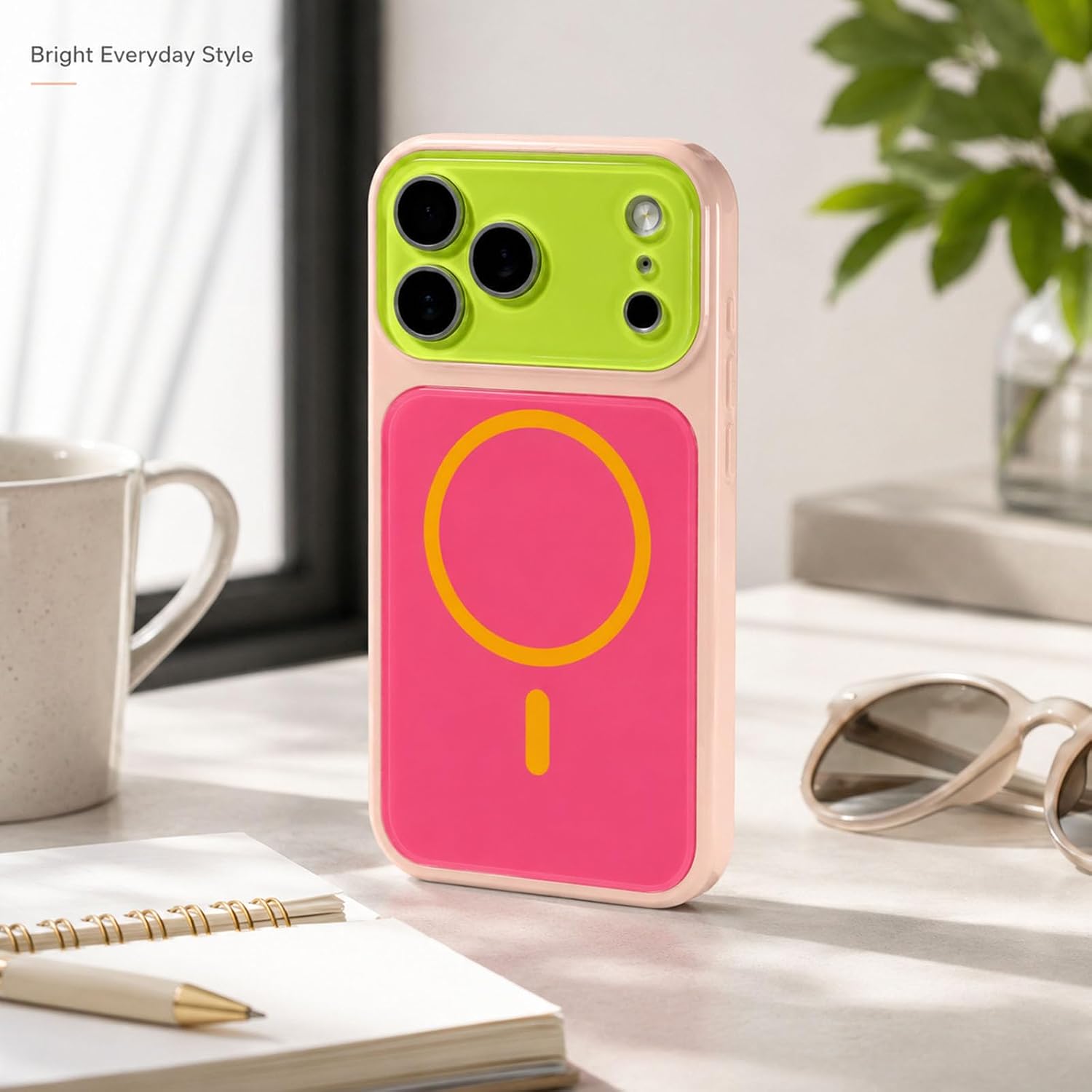 Detalle de EKELYVIA iPhone 15 Pro Max Case, Pink TPU with Camera Protection and MagSafe Charging
