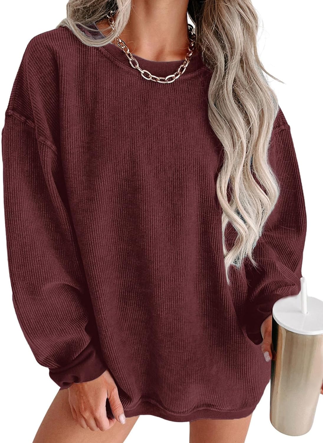 Detalle 2 de SHEWIN Women's Oversized Sweatshirt, Corduroy