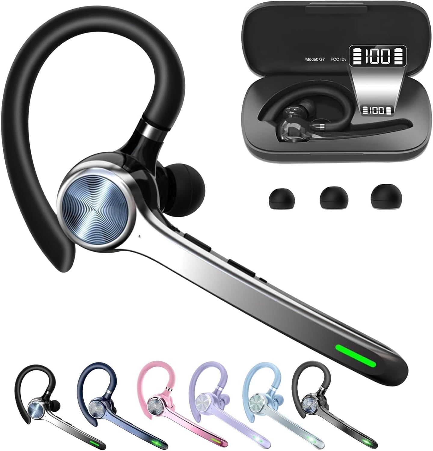 Detalle de HEIBAS Bluetooth Headset with 500mAh Charging Case — 72 Hours Talking Time, 5.1, Dual Connectivity