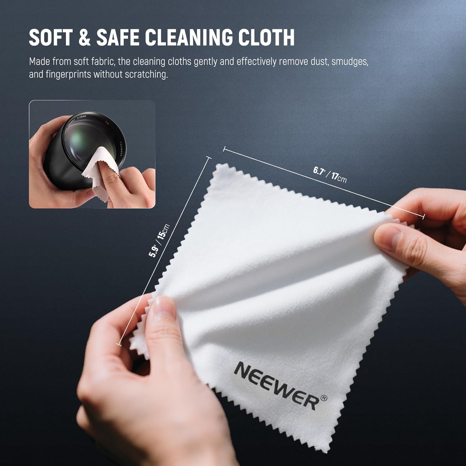 Detalle de NEEWER kit de nettoyage 16 en 1 pour objectifs et capteurs (HM-44) : brosse, souffleur, tampon pour capteur 24 mm, spray et lingettes