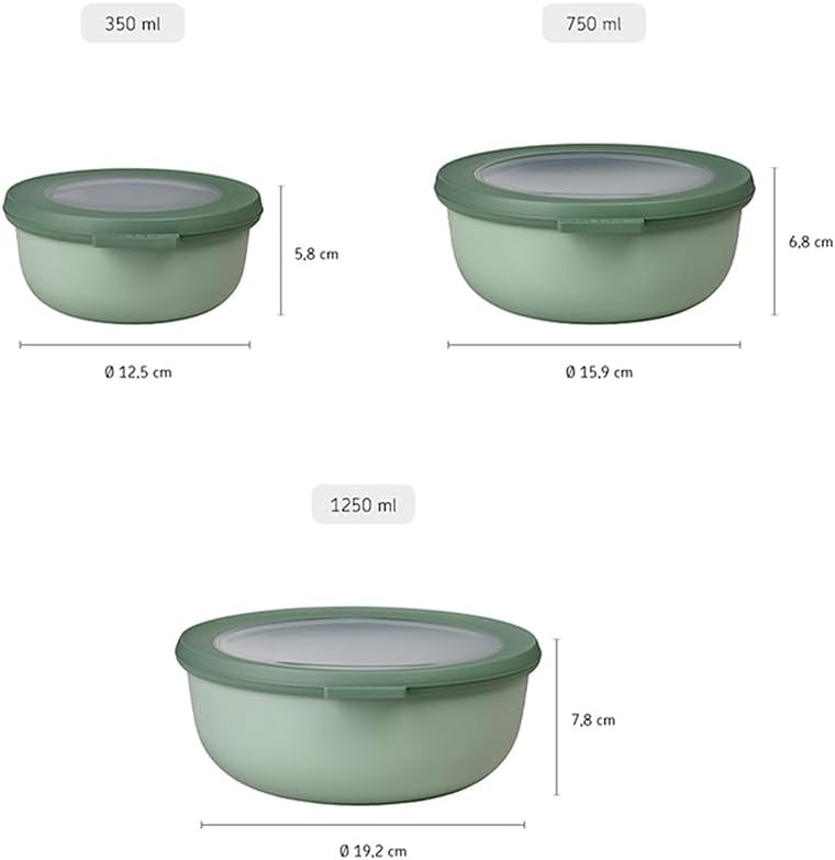 Thumbnail 2 de Mepal Cirqula Round 3-teiliges Set – Mikrowellengeeignet, 350 ml / 750 ml / 1250 ml, Nordic sage