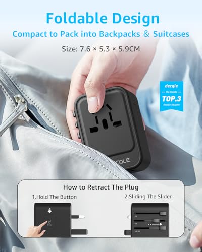 Detalle de decqle Universal Travel Adapter for International Travel - EU UK US AU JP