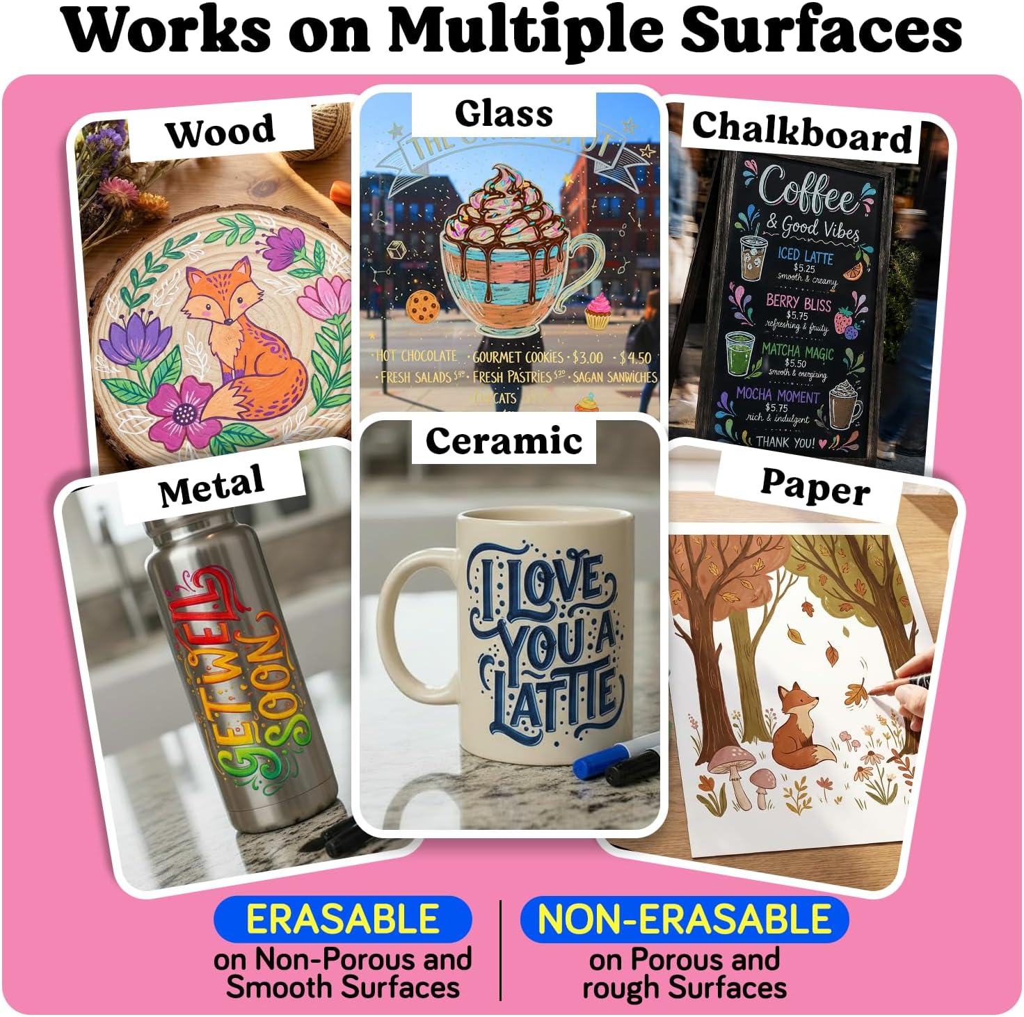 Thumbnail 6 de Chalkola JW-4IAN-QDL7 Chalk Markers, 24 Colors, Dual Dot and Brush Tips